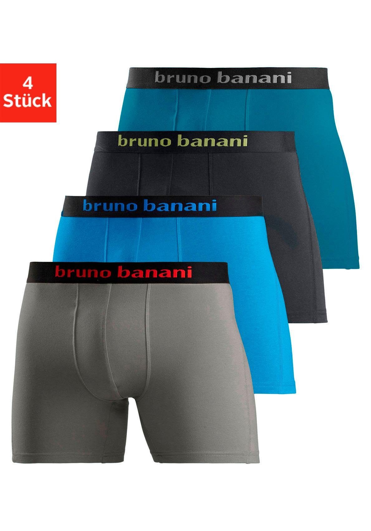 Bruno Banani Boxershort voor heren met langere pijpen en opvallende logo-tailleband (set, 4 stuks)