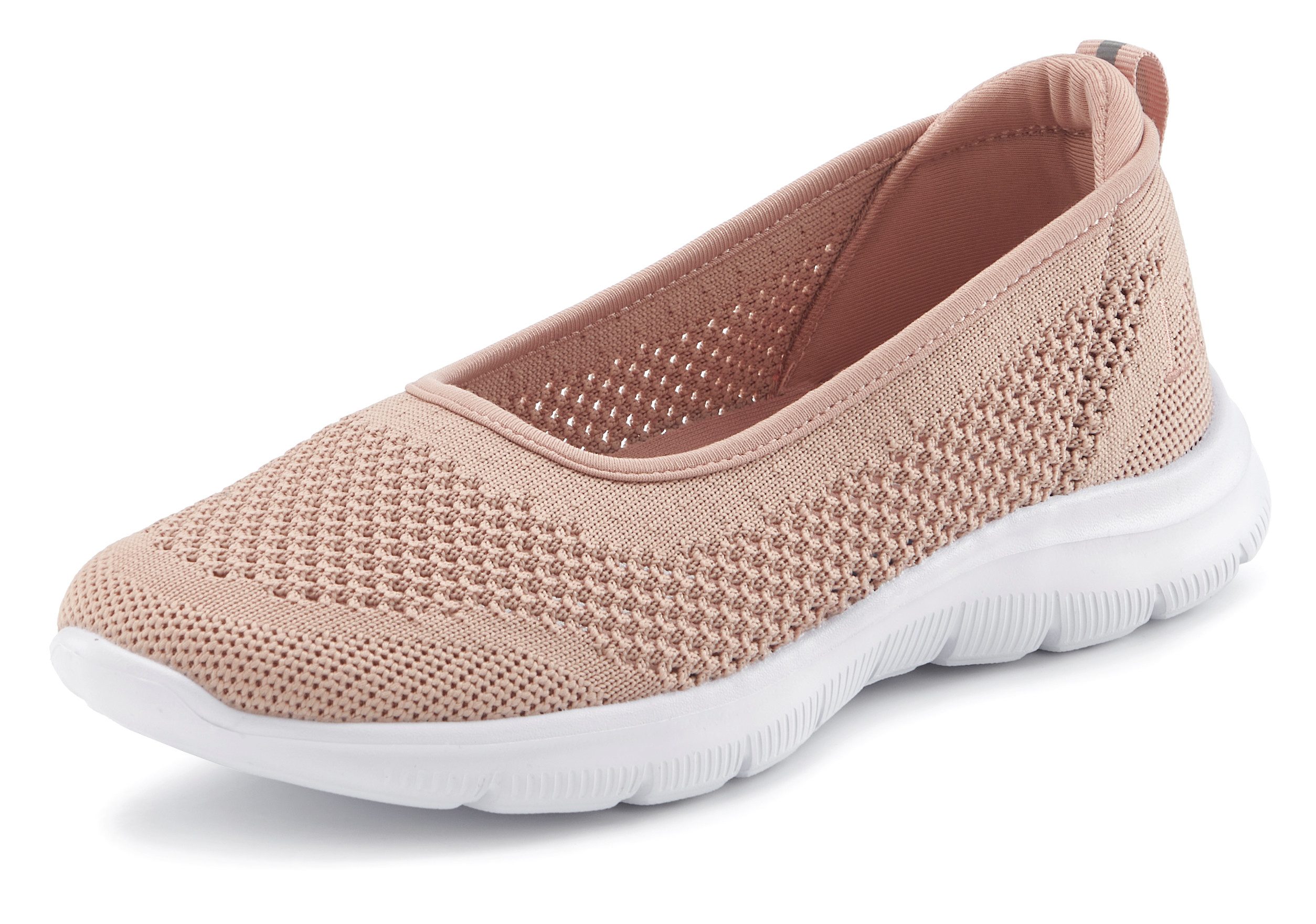 Lascana Sneaker-ballerina’s ultralichte slipper, slip-on sneaker, vrijetijdsschoen vegan instappers maat 42 roze