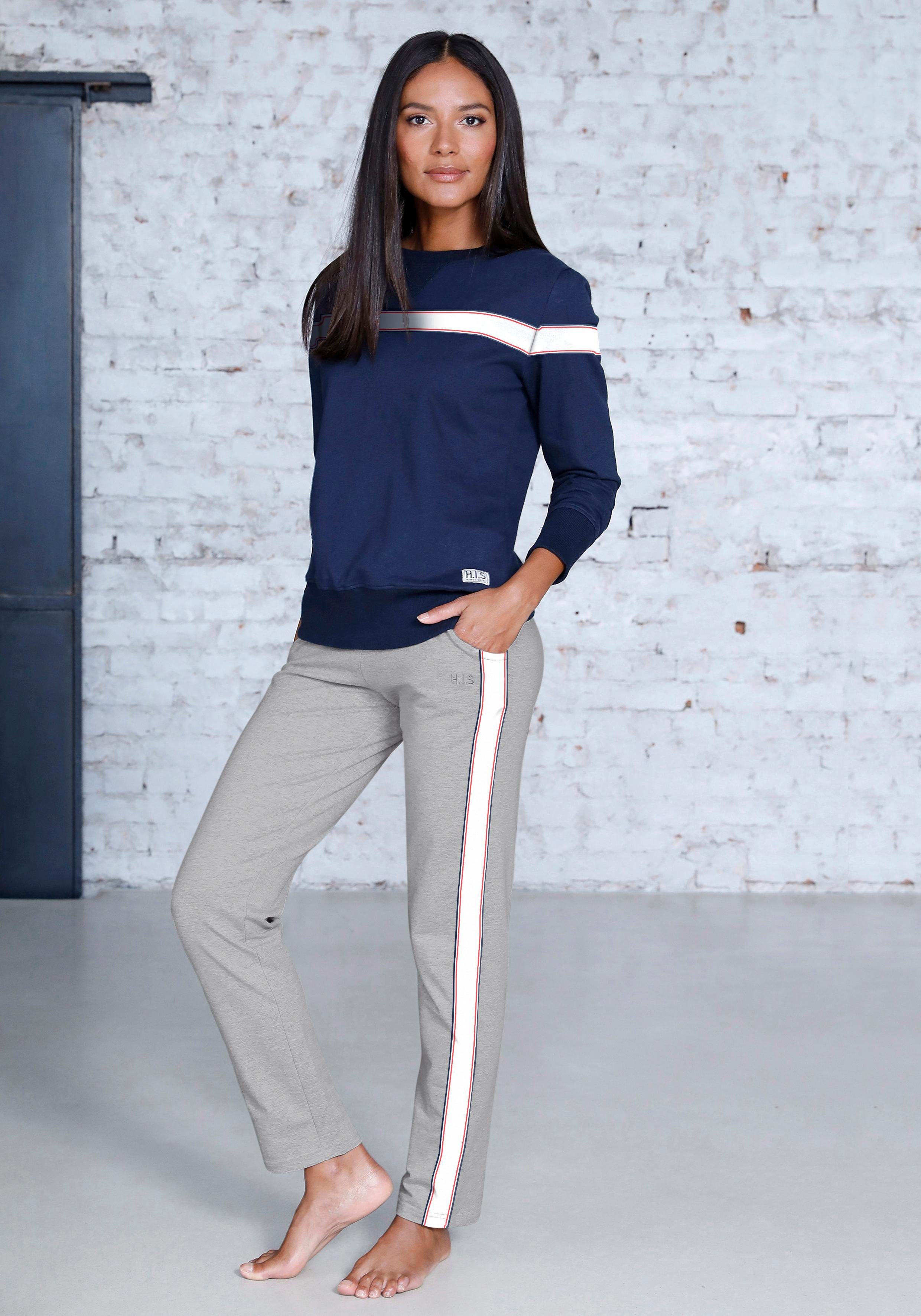 H.I.S Relaxbroek met zijtape-strepen, loungewear, loungepak