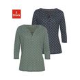 lascana shirt met 3-4-mouwen met kleine schouderrimpeling (set van 2) groen
