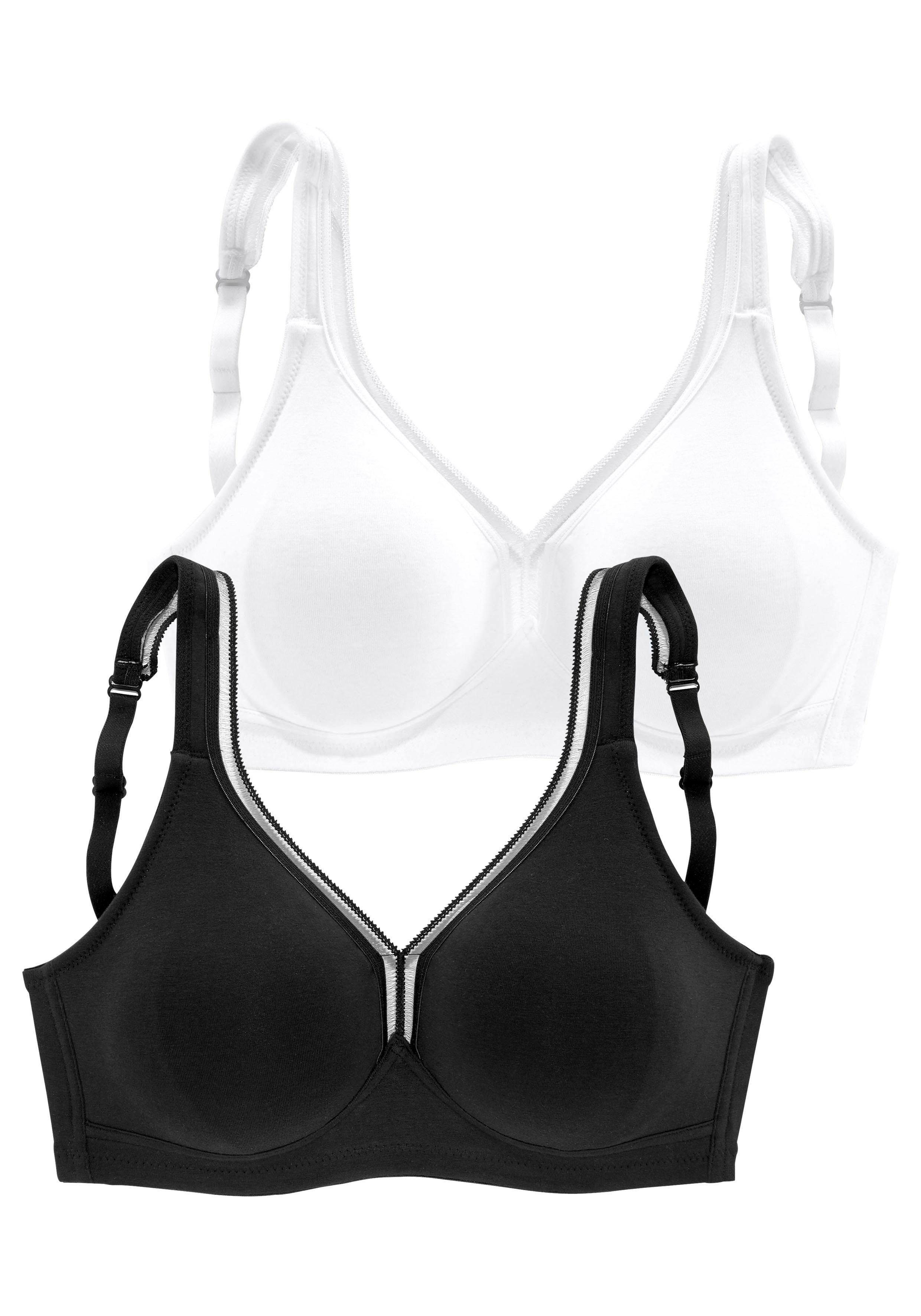 Petite fleur T-shirt-bh zonder beugels van katoen, basic dessous (Set van 2)
