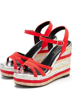lascana highheel sandaaltjes met sleehak rood