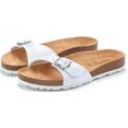 lascana slippers met comfortabel kurkvoetbed en metallic-look wit