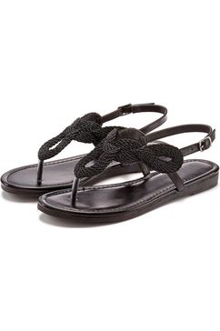 lascana teenslippers sandalen in metallic-look zwart