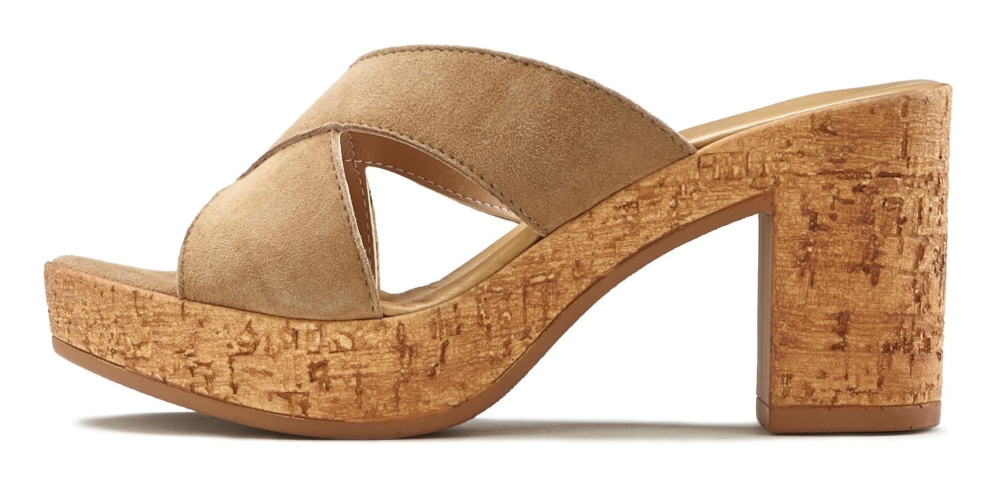 Lascana Slippers Mule, sandaal, open schoen van leer met blokhak