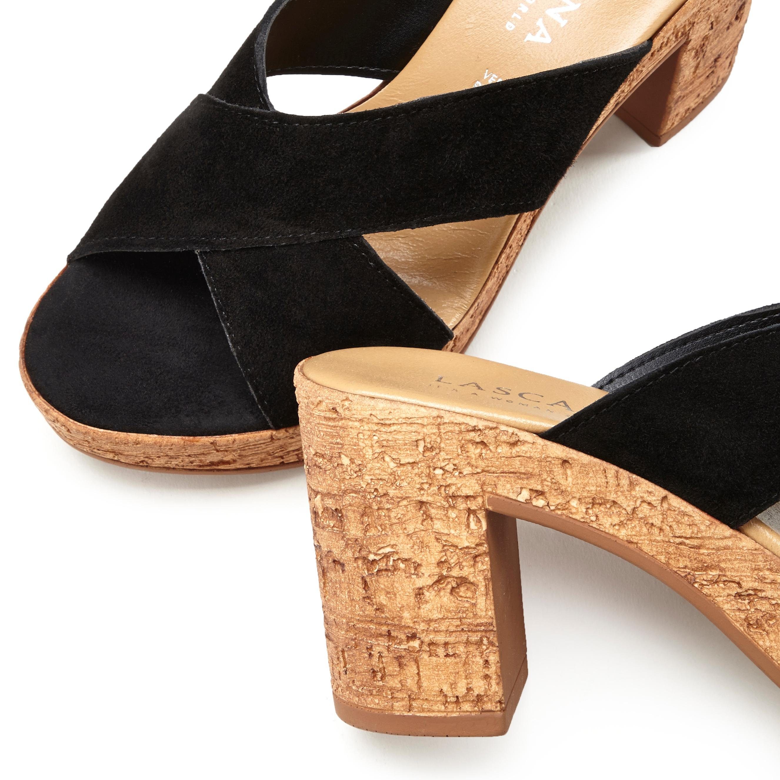 Lascana Slippers Mule, sandaal, open schoen van leer met blokhak