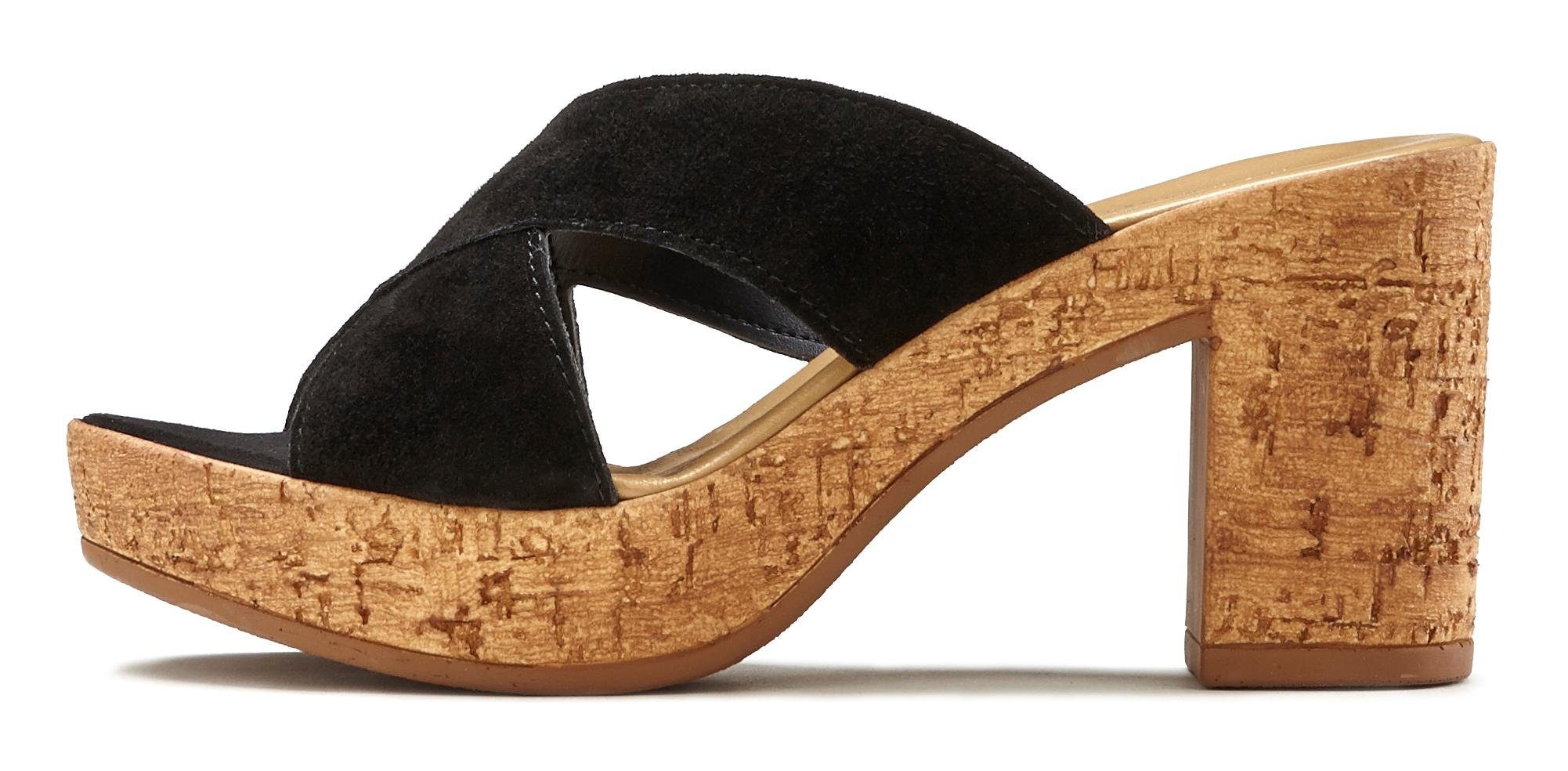 Lascana Slippers Mule, sandaal, open schoen van leer met blokhak