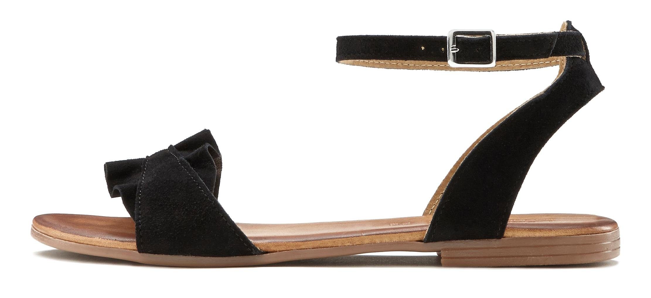 Lascana Sandalen Zomerschoen Sandalette, zomerschoen van hoogwaardig leer met kleine ruches
