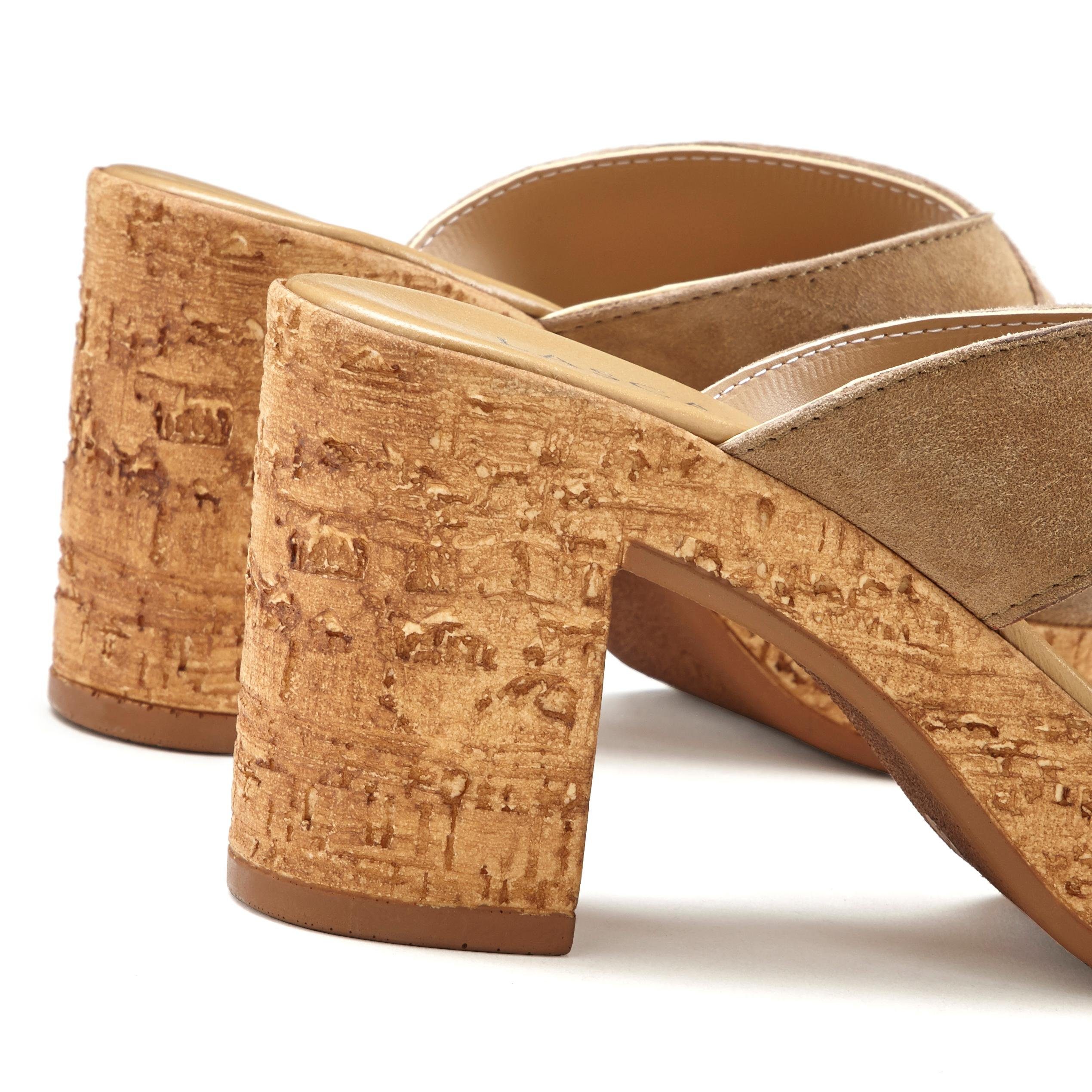 Lascana Slippers Mule, sandaal, open schoen van leer met blokhak