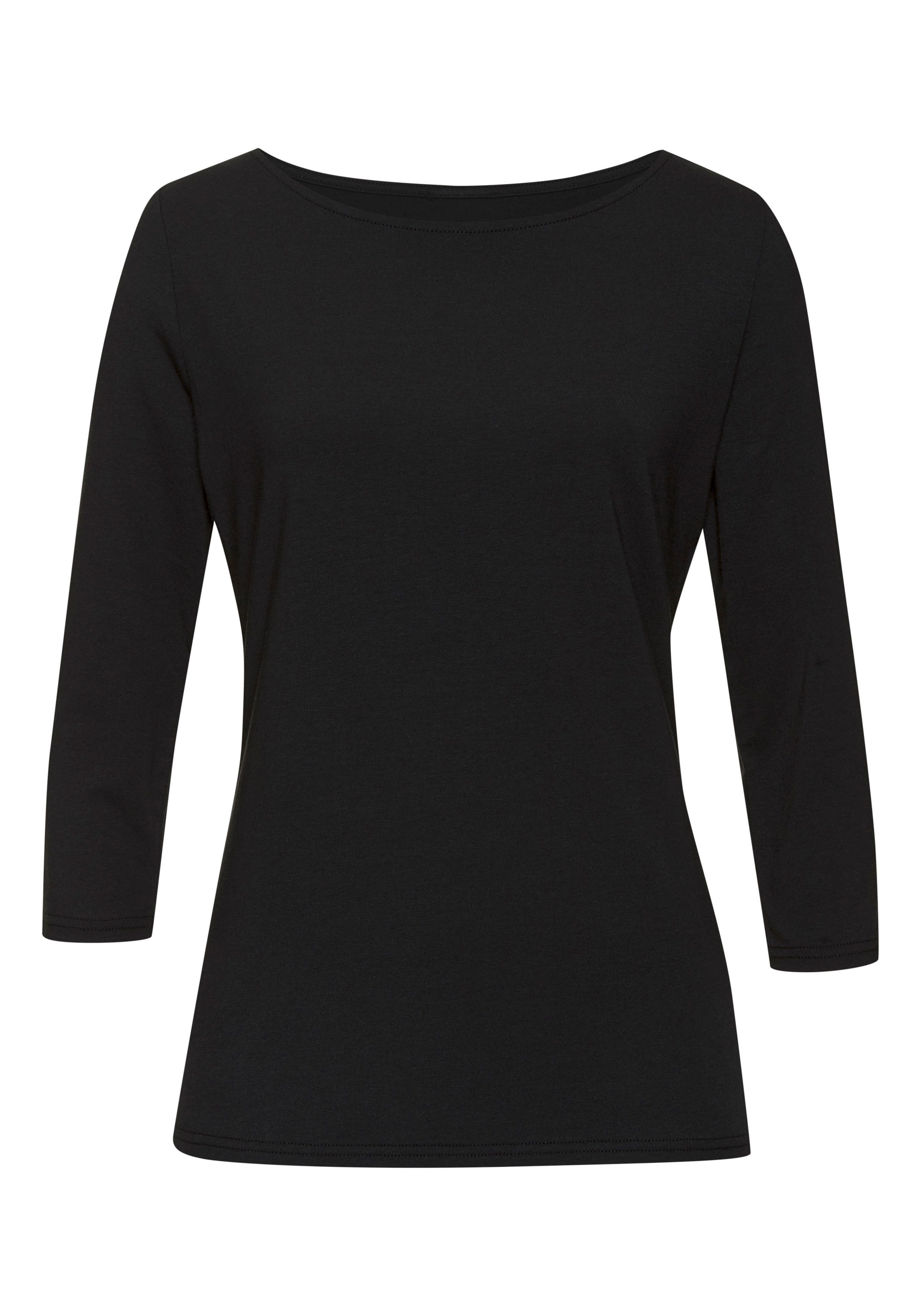 Lascana Shirt met 3/4 mouwen van elastische katoen-modal kwaliteit (Set van 2)