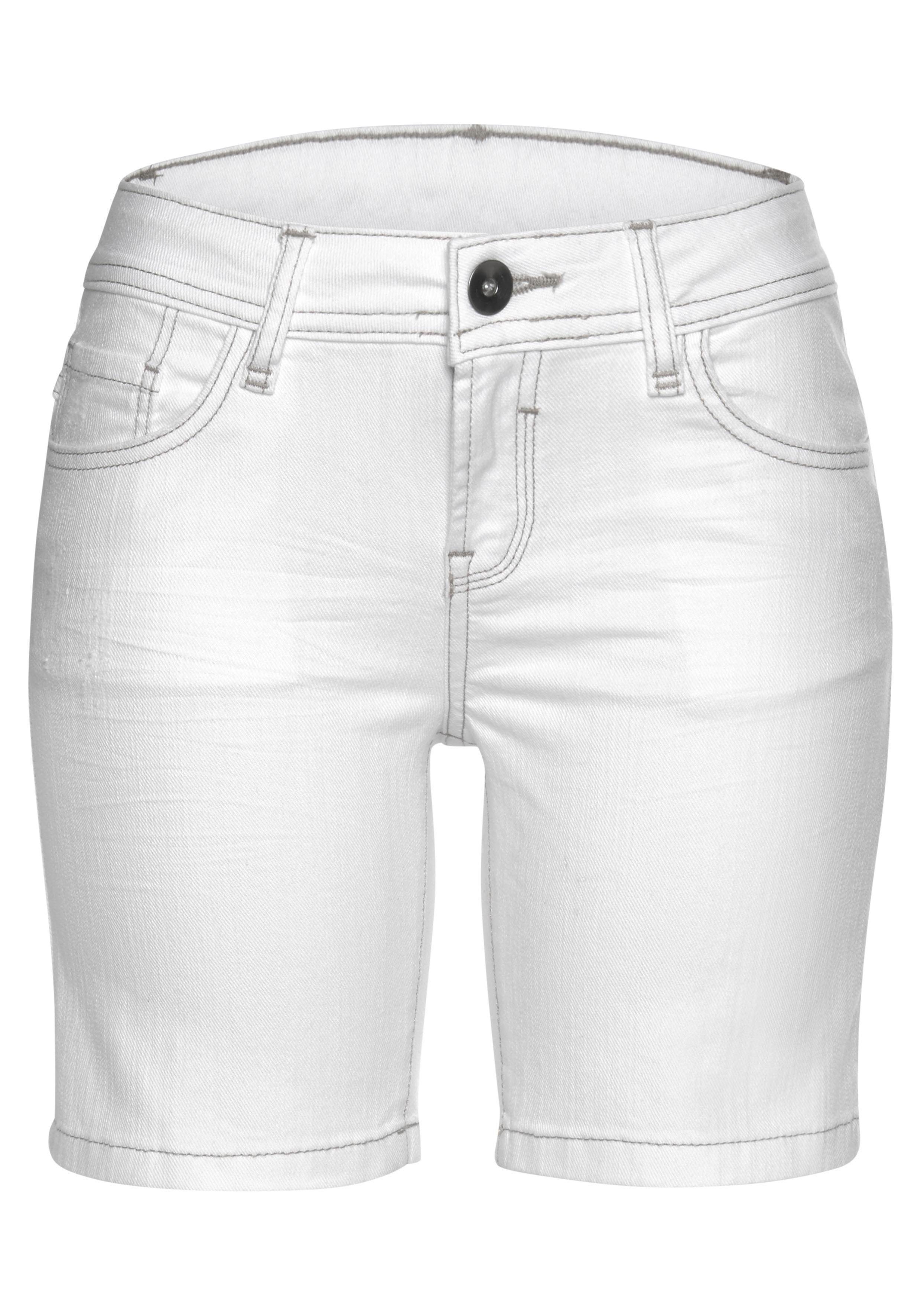 s.Oliver RED LABEL Beachwear Short met stretchpercentage, bermuda's om op te rollen, korte broek strandshorts maat 44 wit