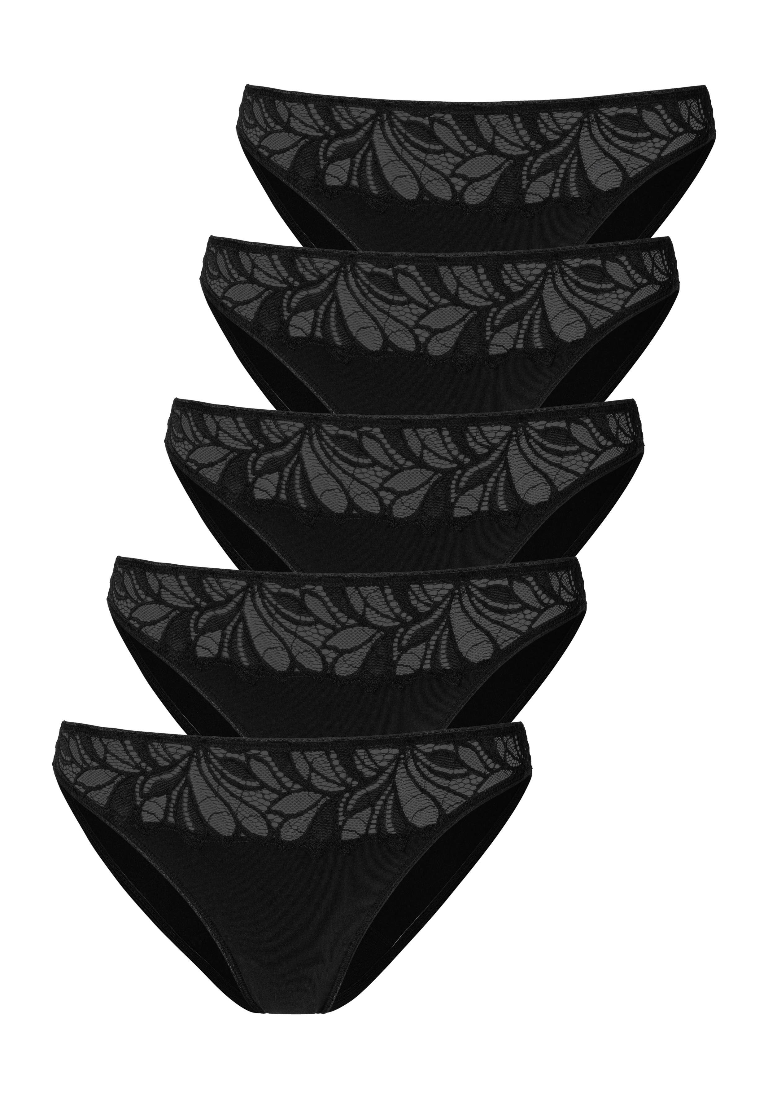 vivance bikinibroekje elastische katoenkwaliteit set 5 stuks zwart | | 7991800554467531
