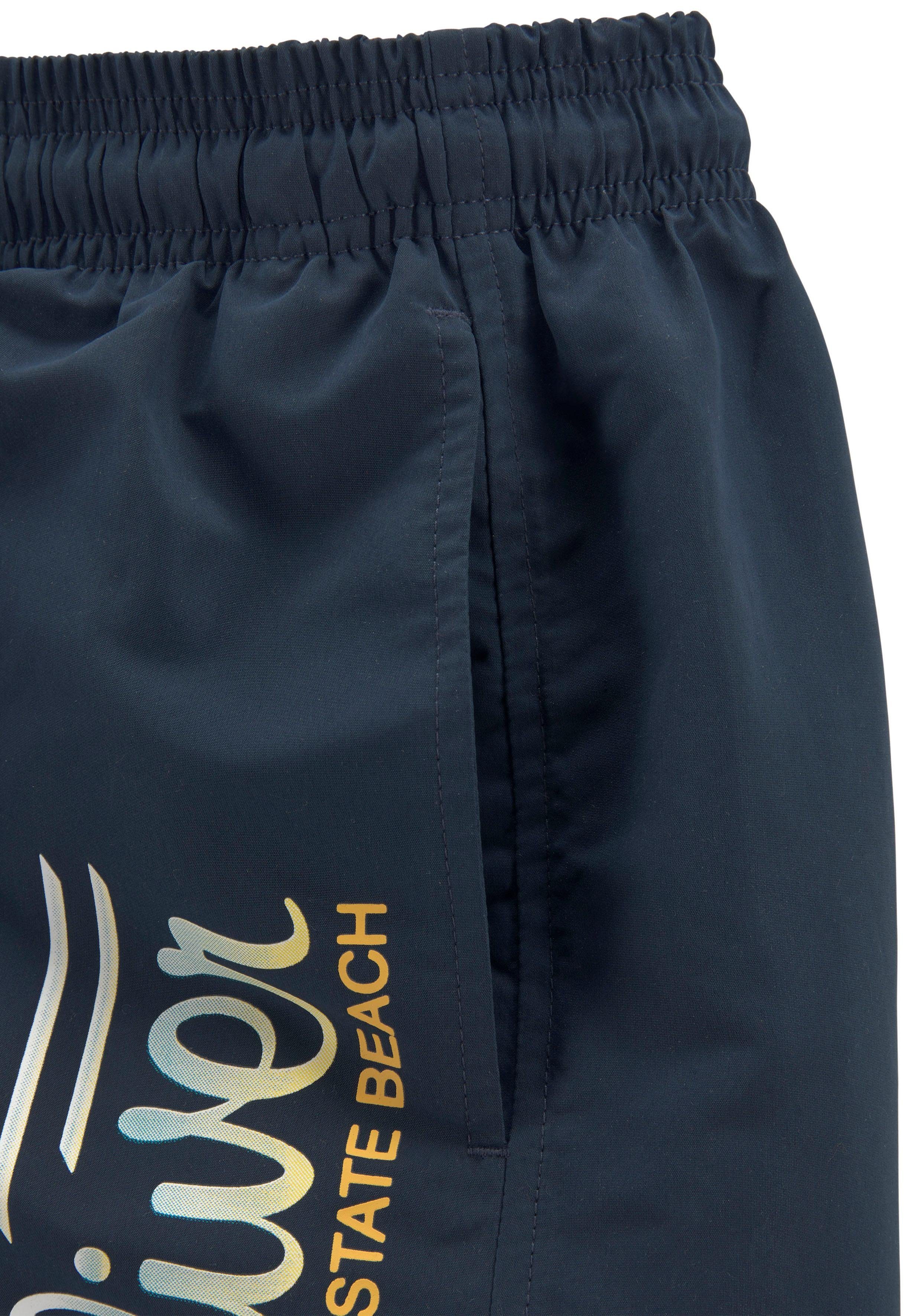 s.Oliver RED LABEL Beachwear Zwemshort met logoprint en contrastkleurige details