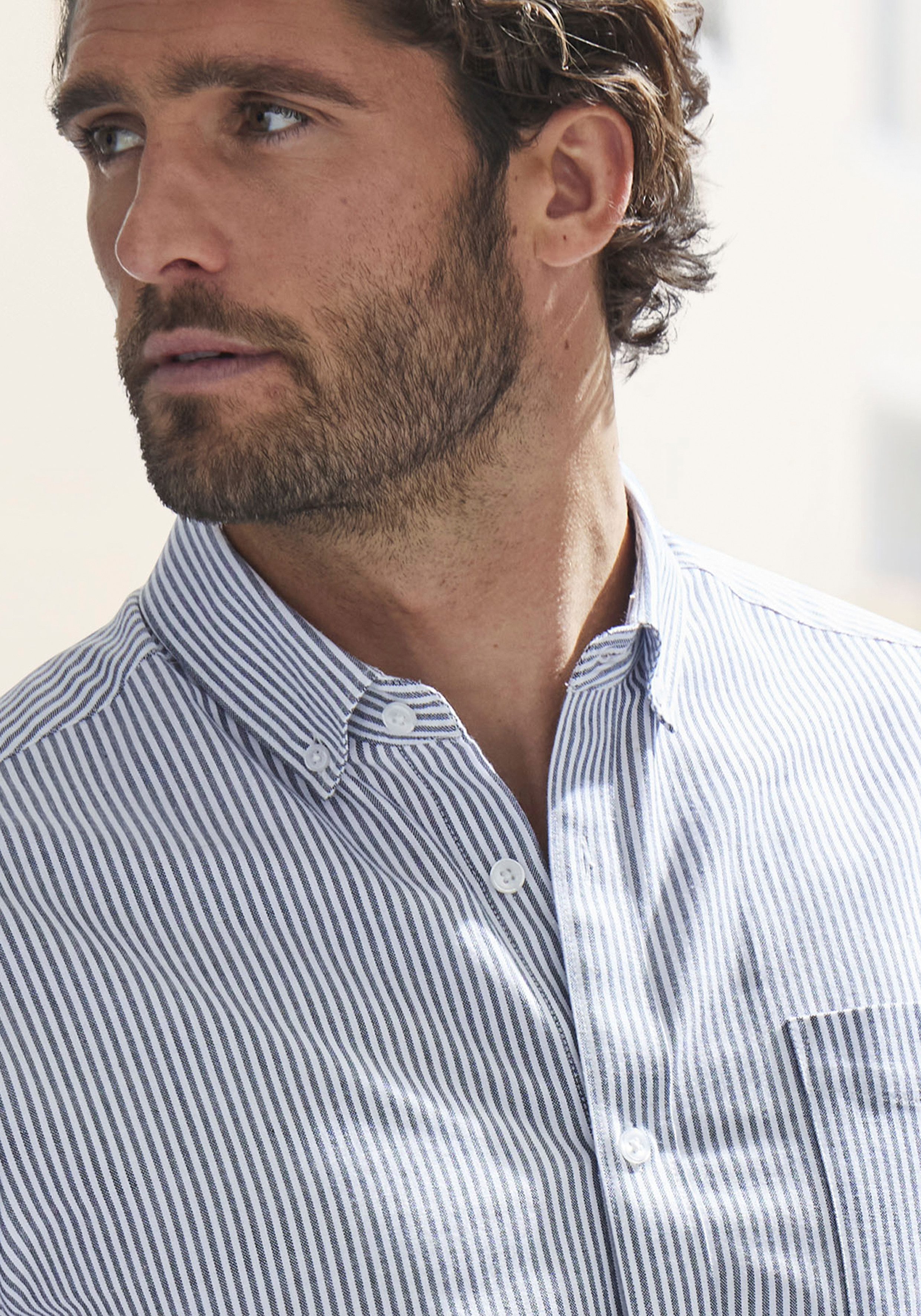 H.I.S Overhemd met korte mouwen Regular fit Oxford overhemd met korte mouwen met button-down-kraag van 100% katoen