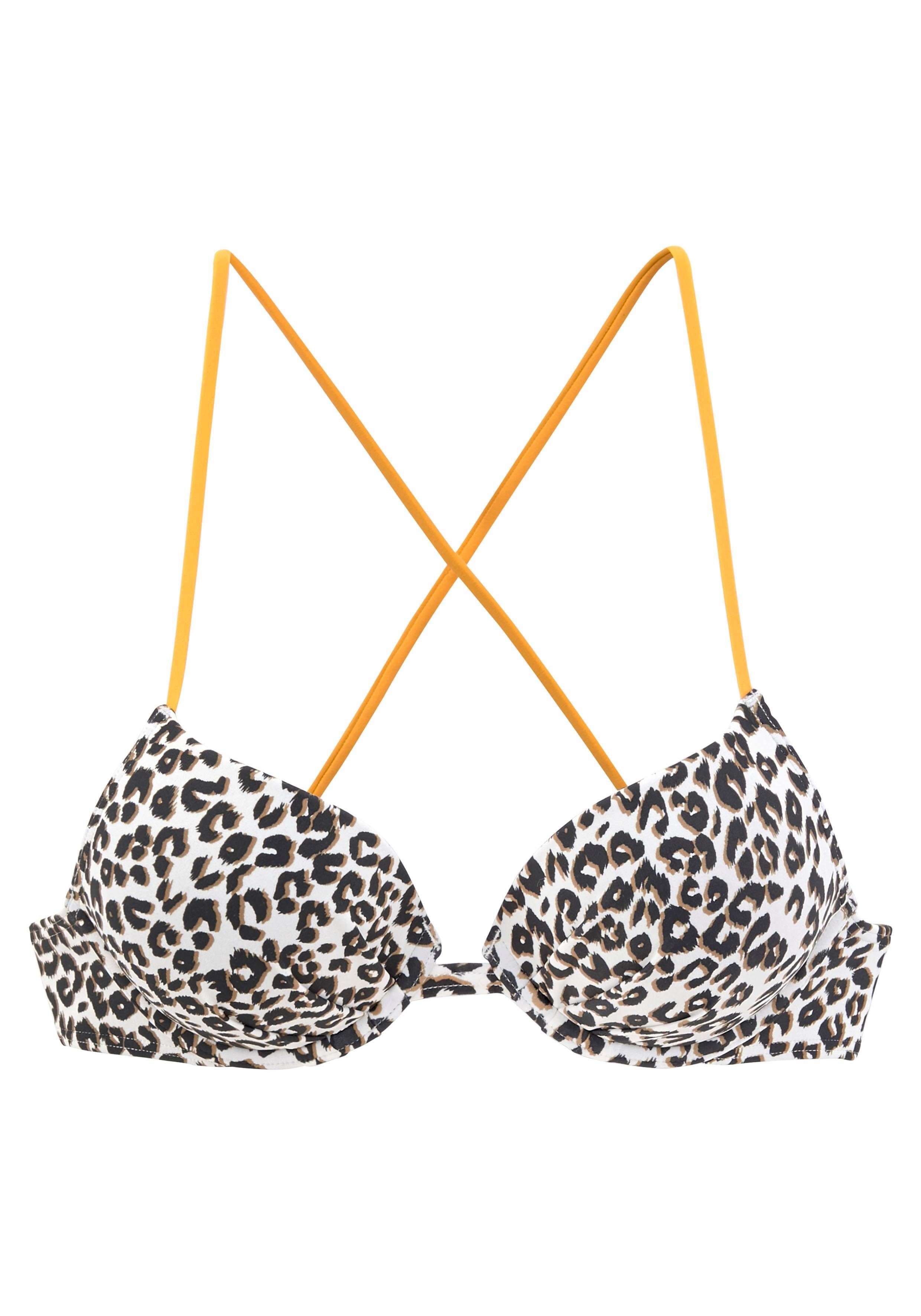 Buffalo Push-upbikinitop Kitty met contrastkleurige bandjes