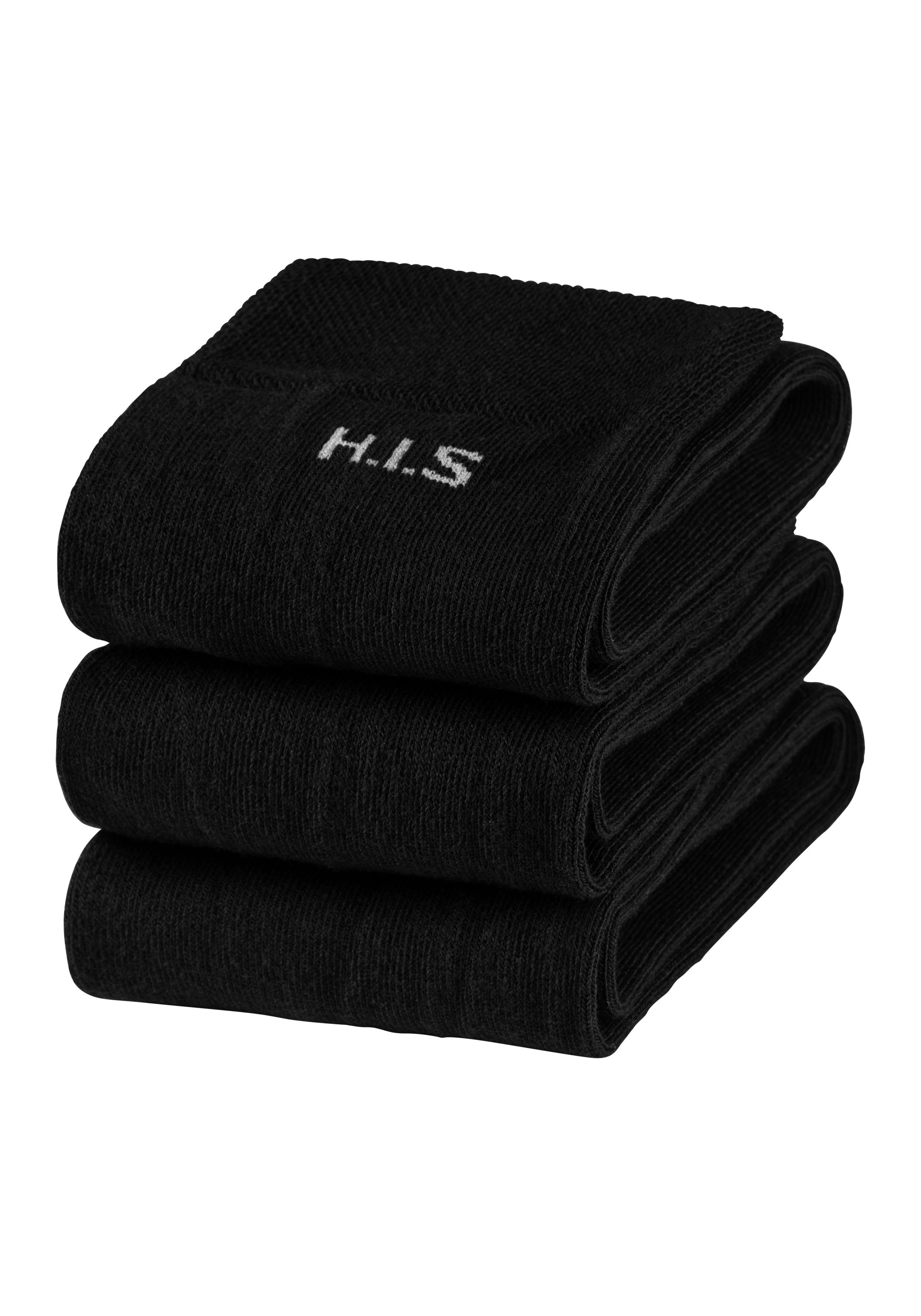 H.I.S Kniekousen met knelvrije boord (set, 3 paar) heren maat 39-42 zwart