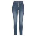 lascana high-waist jeans met zichtbare knoopsluiting blauw