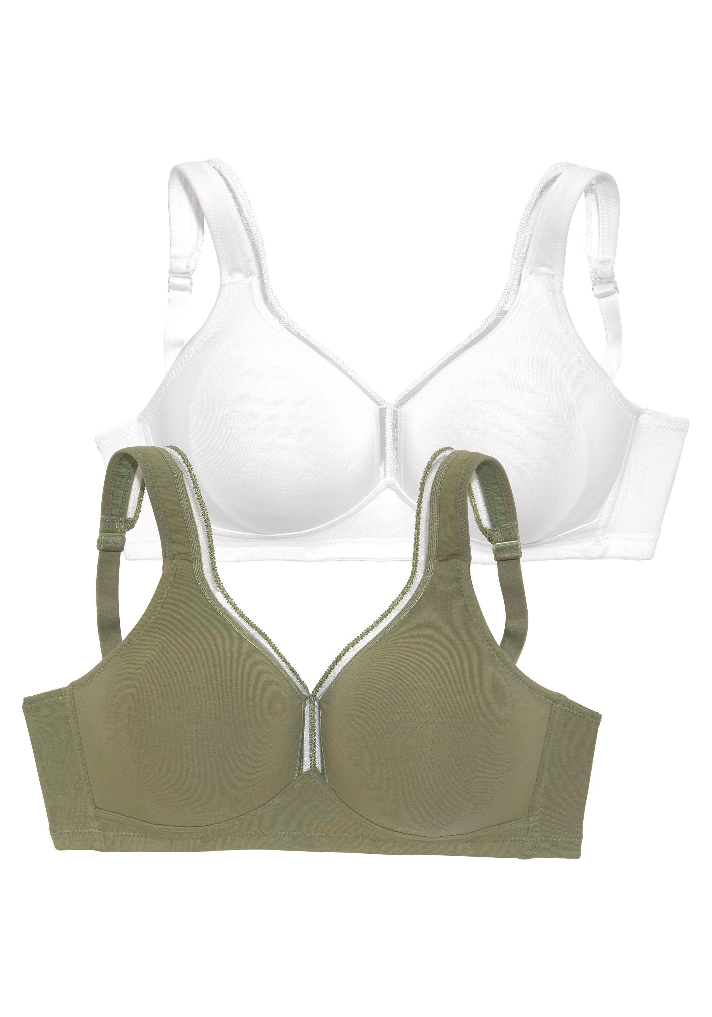 Petite fleur T-shirt-bh zonder beugels van katoen, basic dessous (Set van 2)