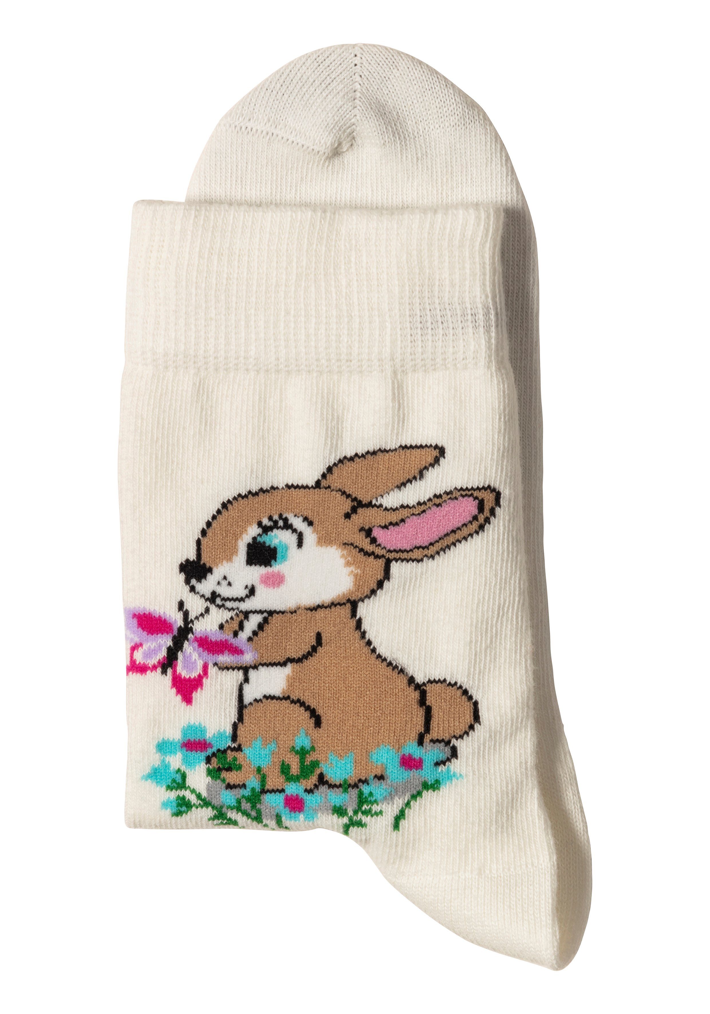 H.I.S Basic sokken met konijnenmotieven (set, 5 paar)