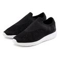 lascana sneakers slip-in van comfortabele mesh met lichte glans-look veganistisch zwart