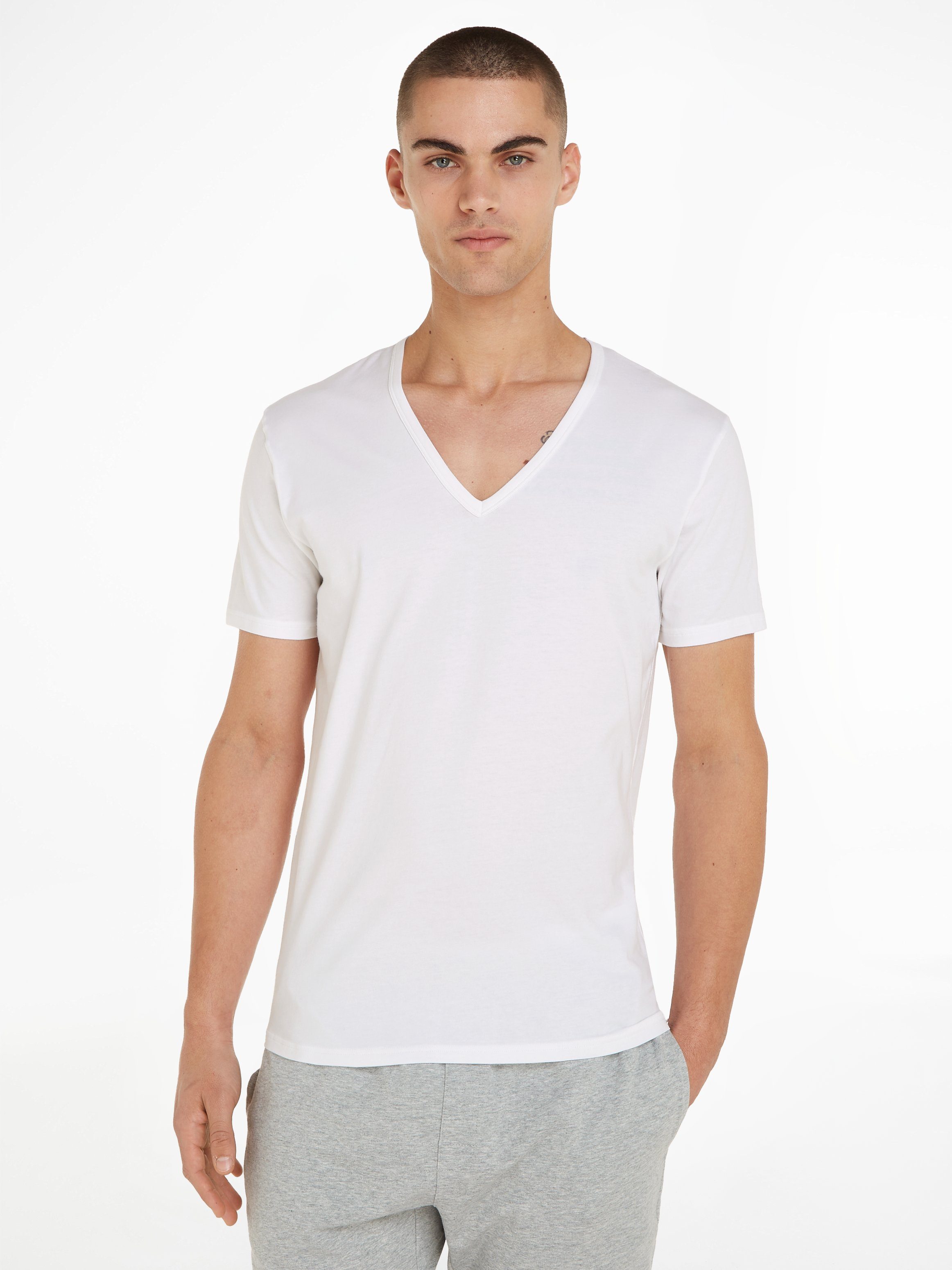 Calvin Klein wit T-shirt v-hals stretch 2-pack Small