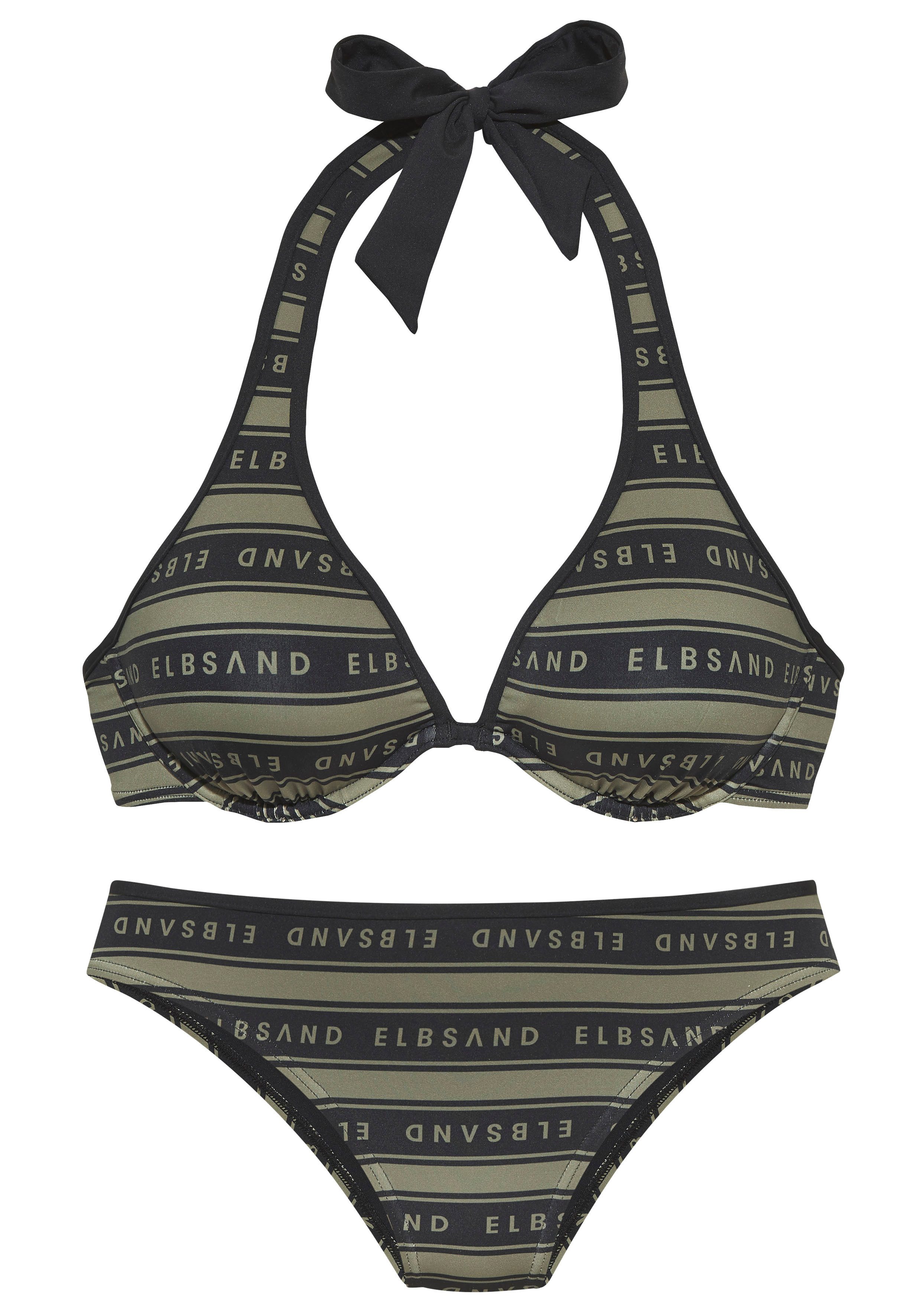 Elbsand Beugelbikini Zone met contrasterende strepen en opschriften (set)