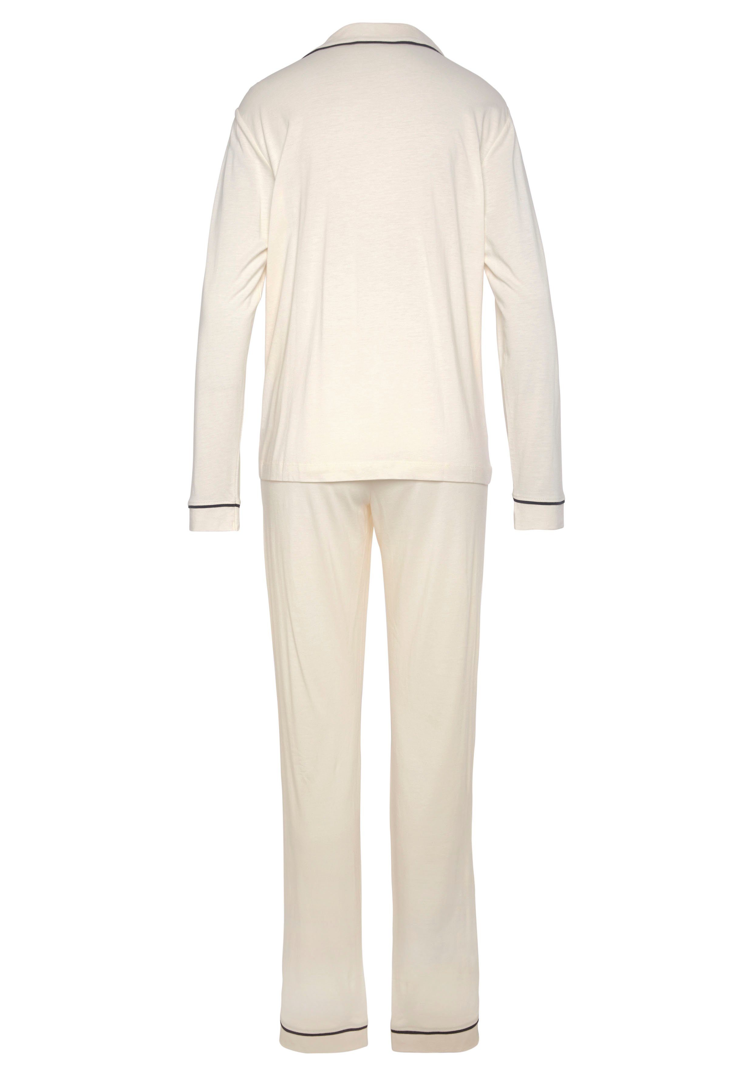 Lascana Pyjama met contrastpaspels (2-delig)