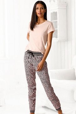 s.oliver red label beachwear pyjama met luipaardprint roze