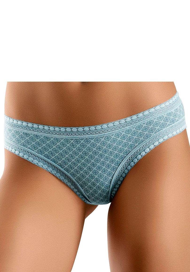 Lascana Bikinibroekje van elastische katoen met zachte kant (3 stuks)