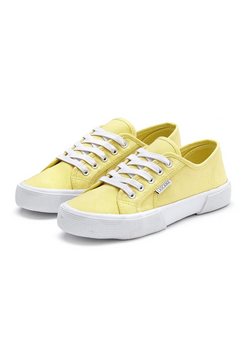 lascana sneakers van textiel geel