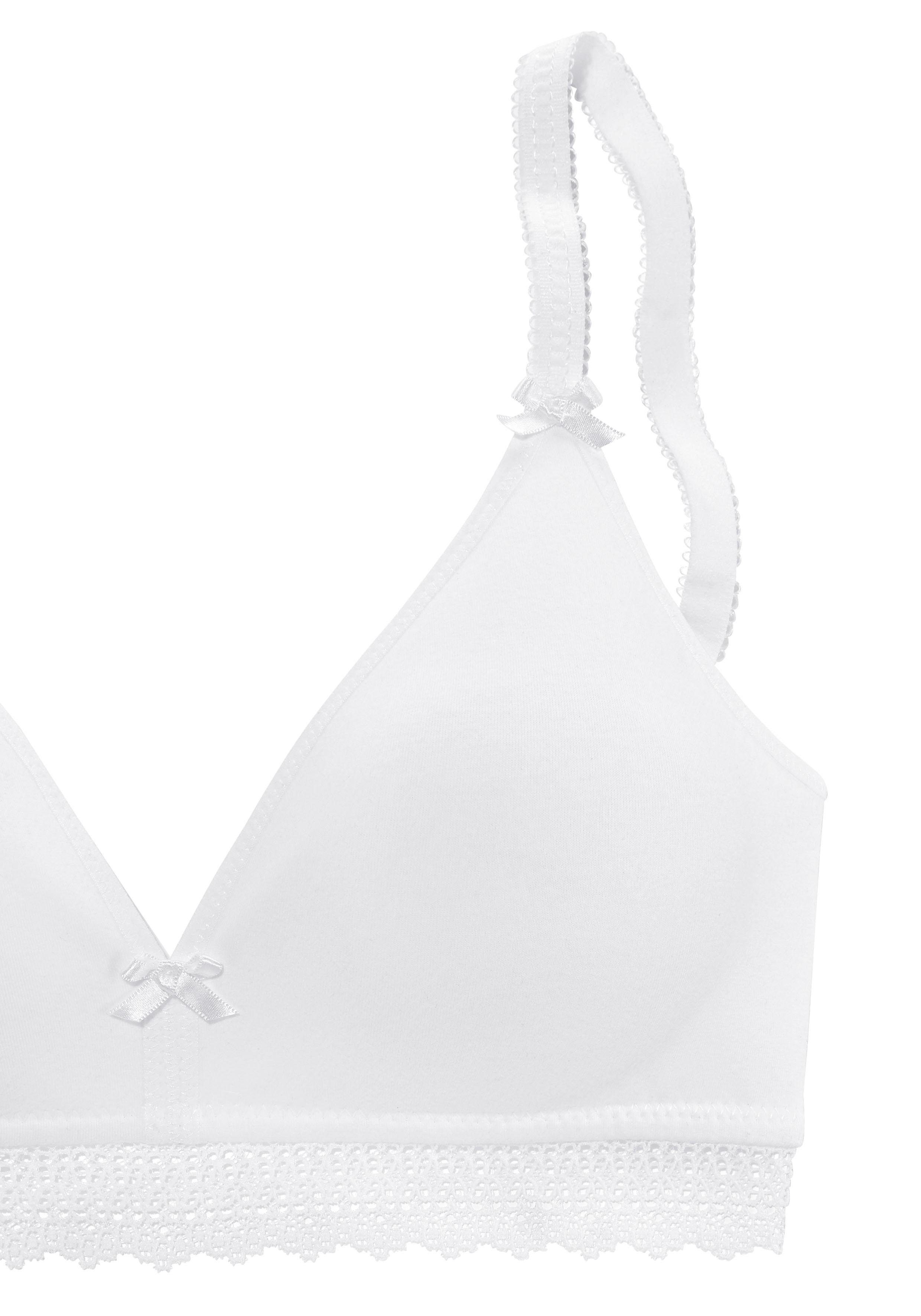 Petite fleur Bralette-bh zonder beugels met kanten band, gemaakt van zacht katoen, basic lingerie (Set van 2)