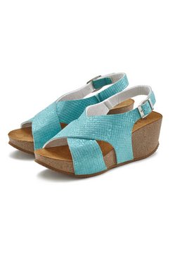 lascana sandaaltjes met sleehak en kurkvoetbed blauw