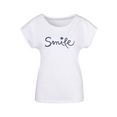 beachtime t-shirt met modieuze gezegden frontprint "smile" wit