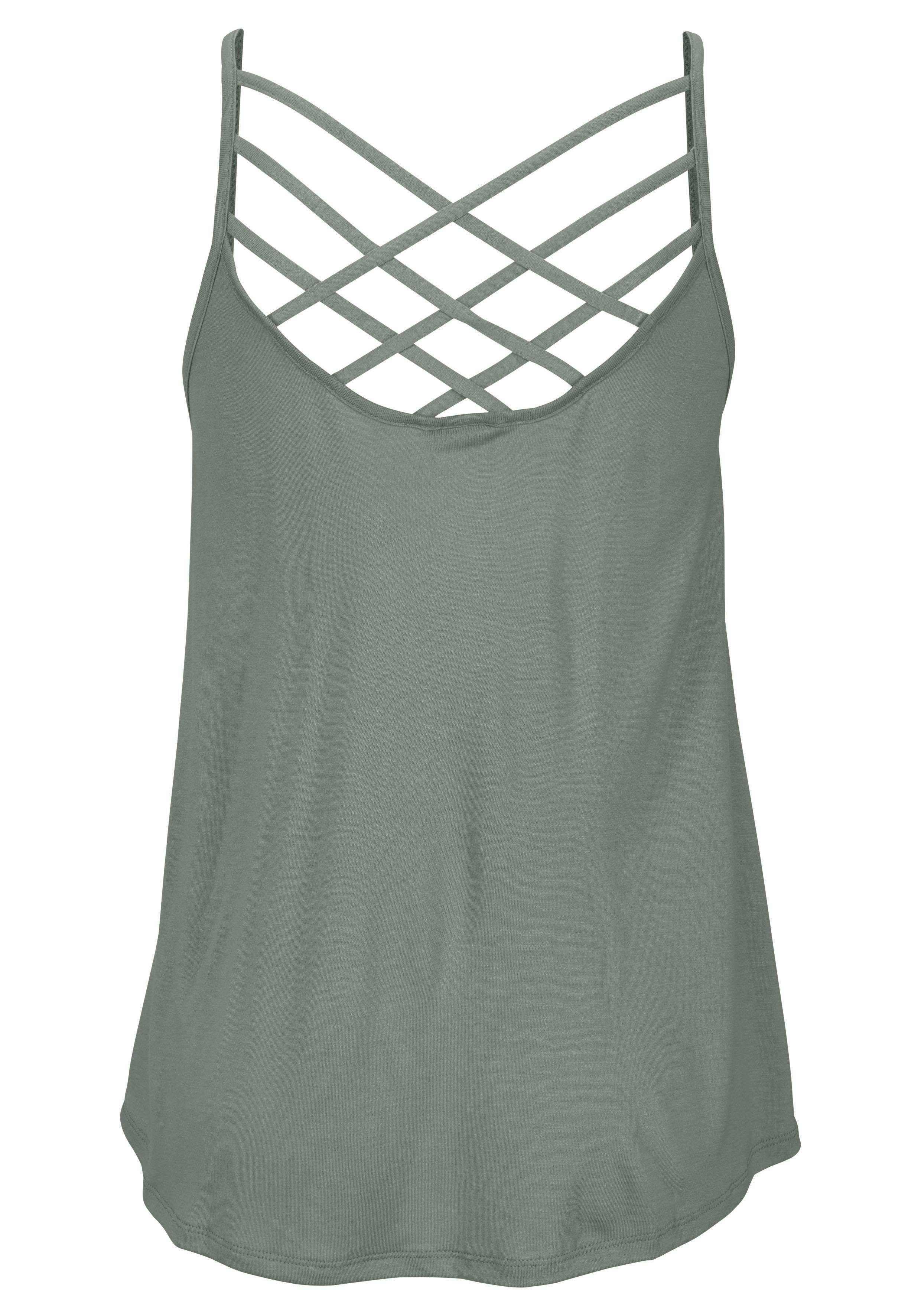 Lascana Top met spaghettibandjes met gekruiste bandjes, zomertop met bijzondere rug