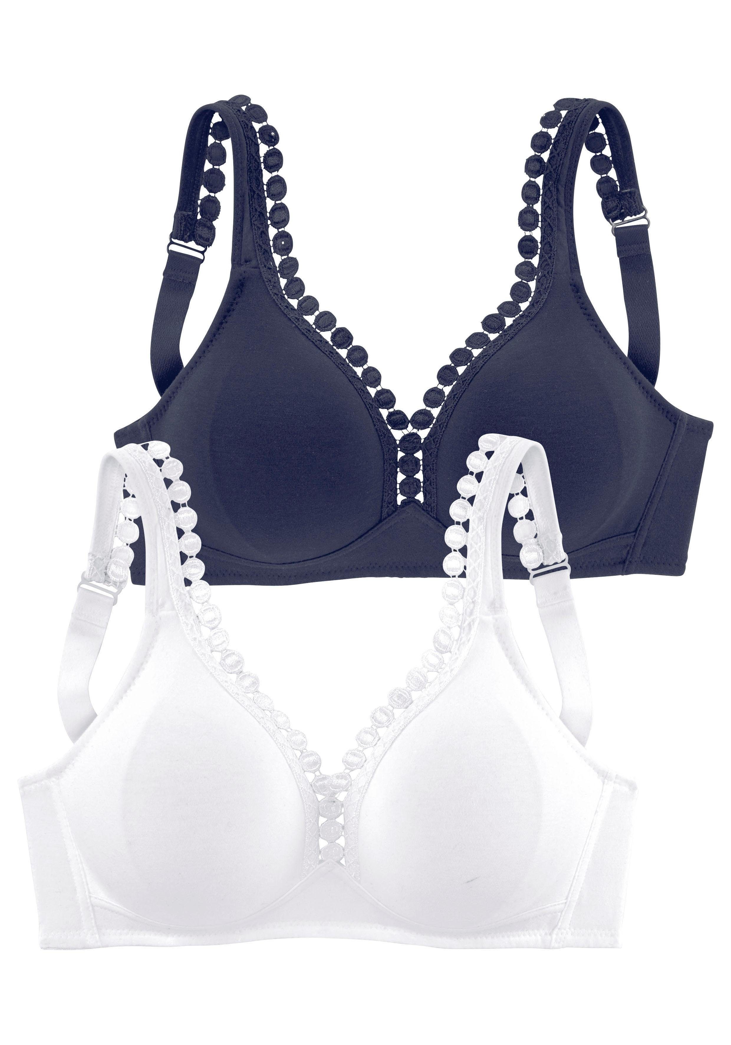 Petite fleur Soft-bh zonder beugels, met decoratieve sierrand (Set van 2)