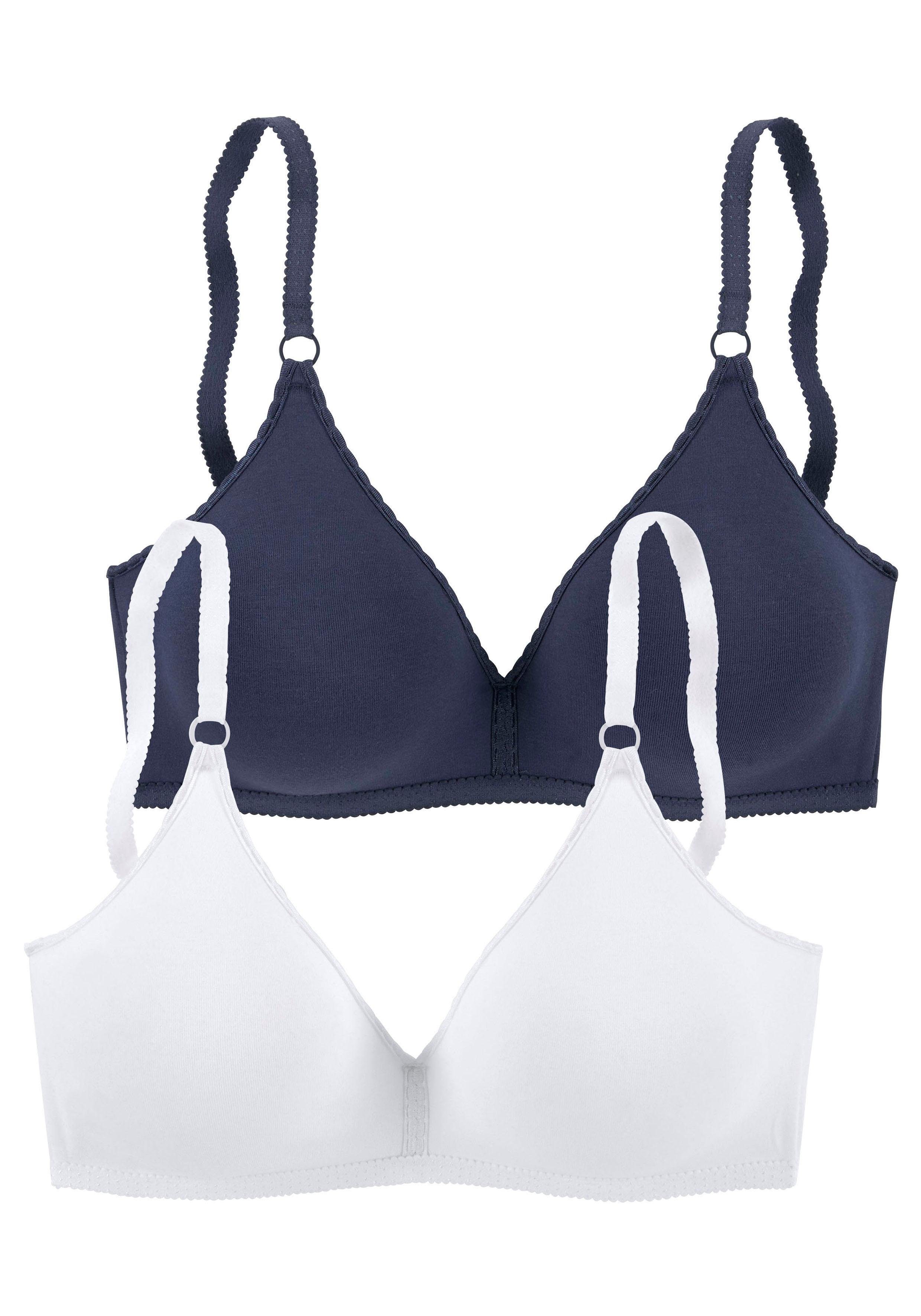 Petite fleur Bralette-bh zonder beugel van aangenaam zachte katoenkwaliteit, basic (Set van 2) bh's zonder beugel maat 70 B blauw