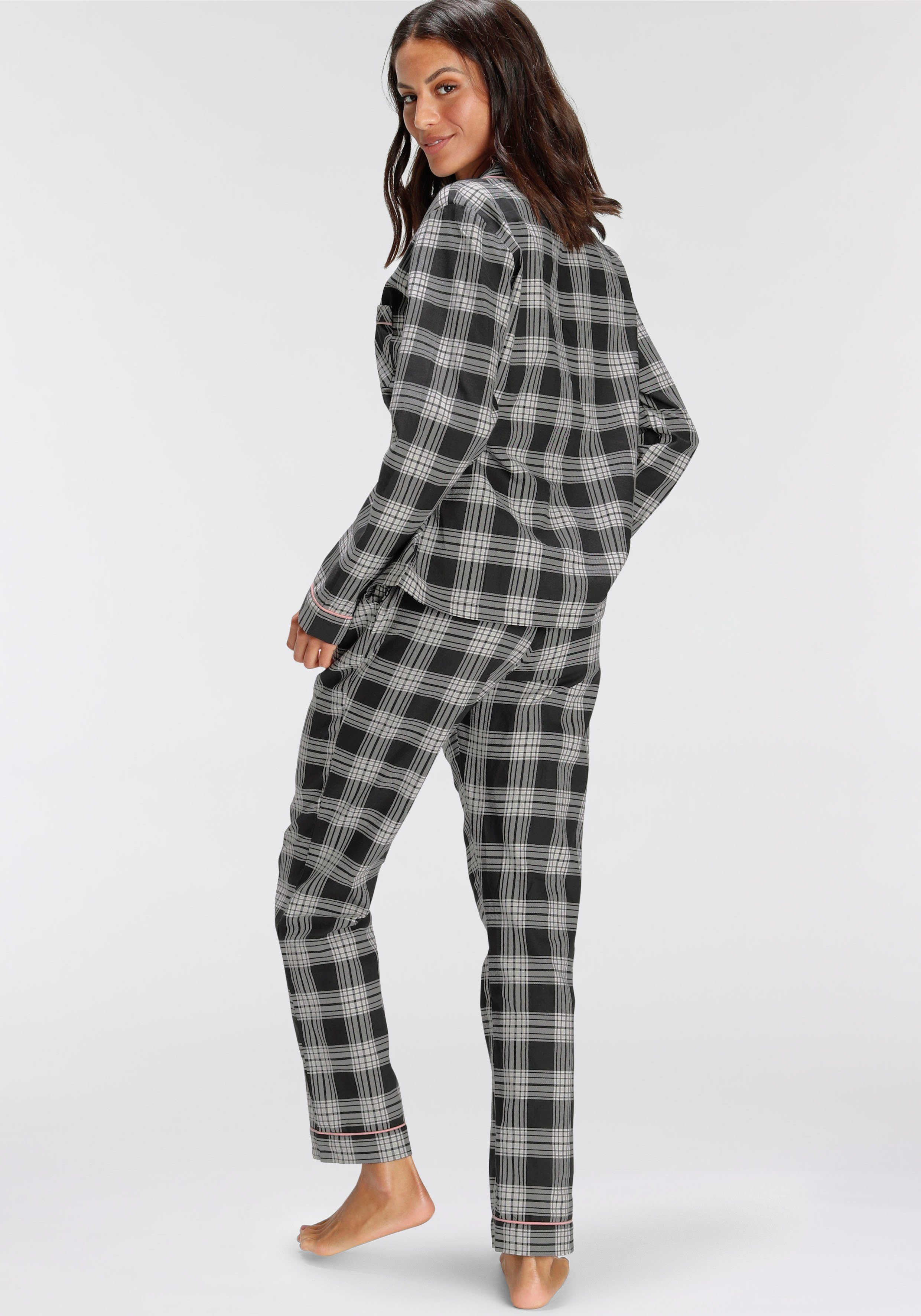 H.I.S Pyjama van flanel met alover ruitpatroon (set, 2-delig)