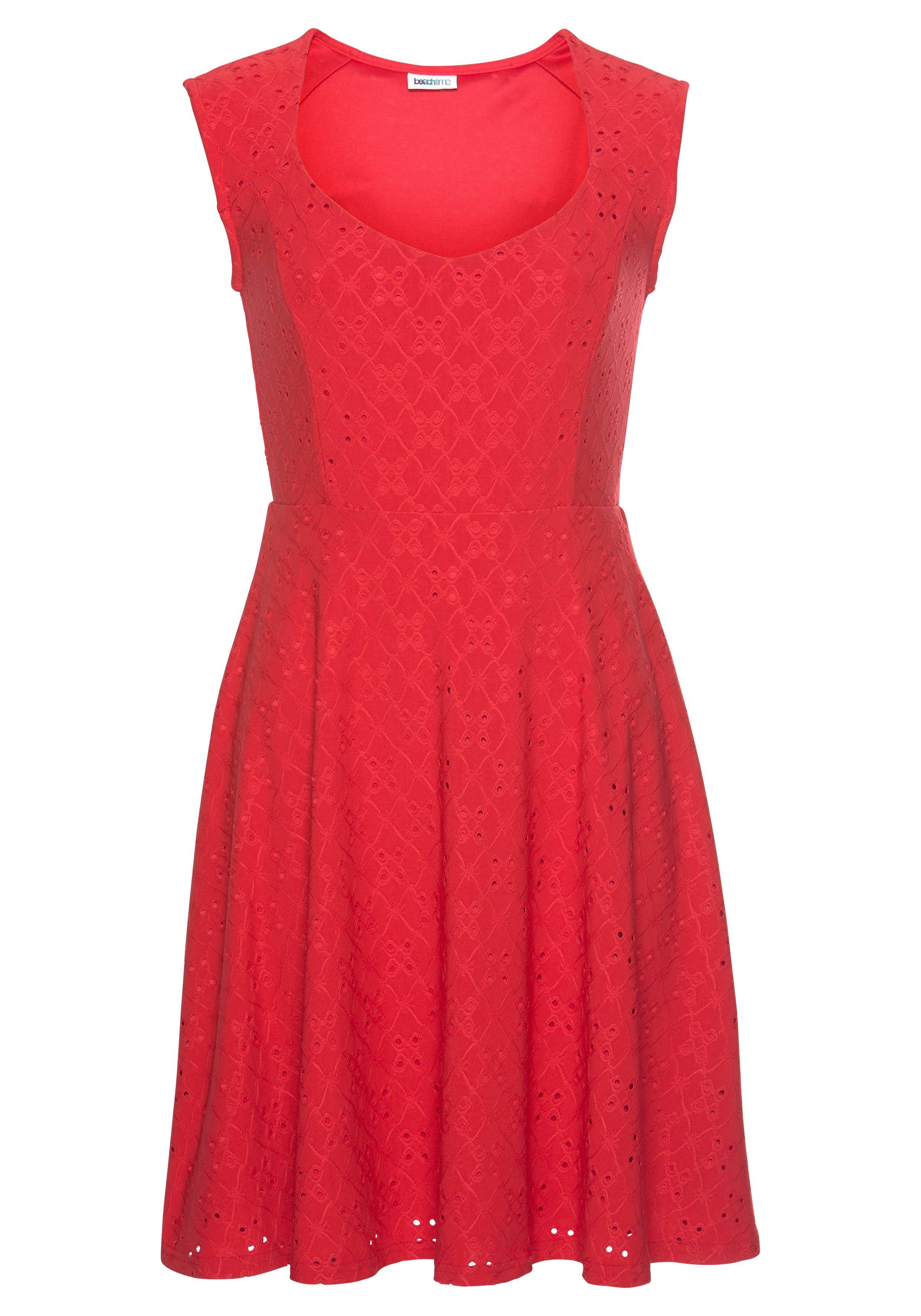 Beachtime Zomerjurk met geborduurde oogjes, elegante jersey jurk, strandjurk
