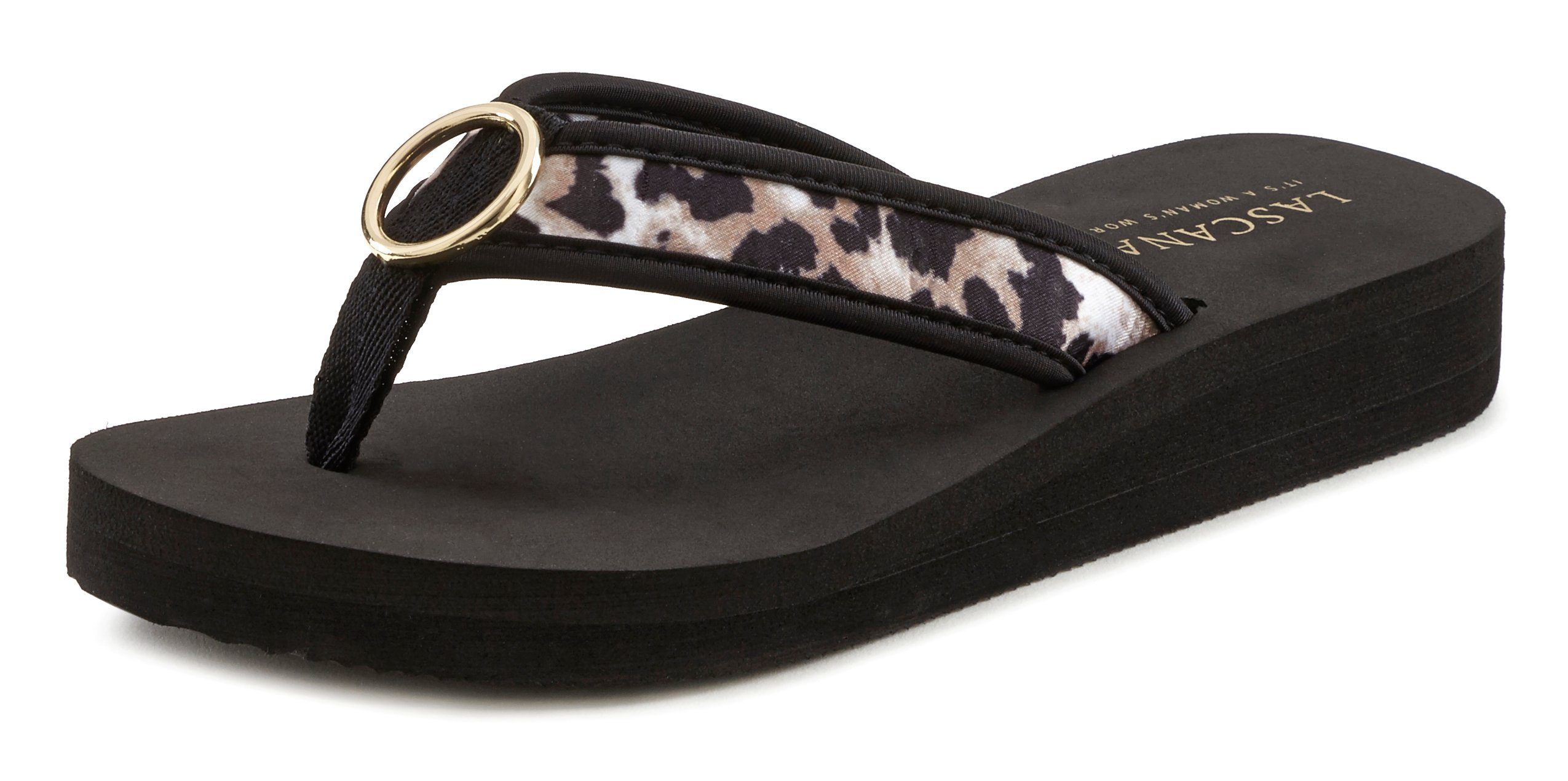 Lascana Badslippers Sandaal, pantoletten, badschoen met ringapplicatie "Italië" VEGAN