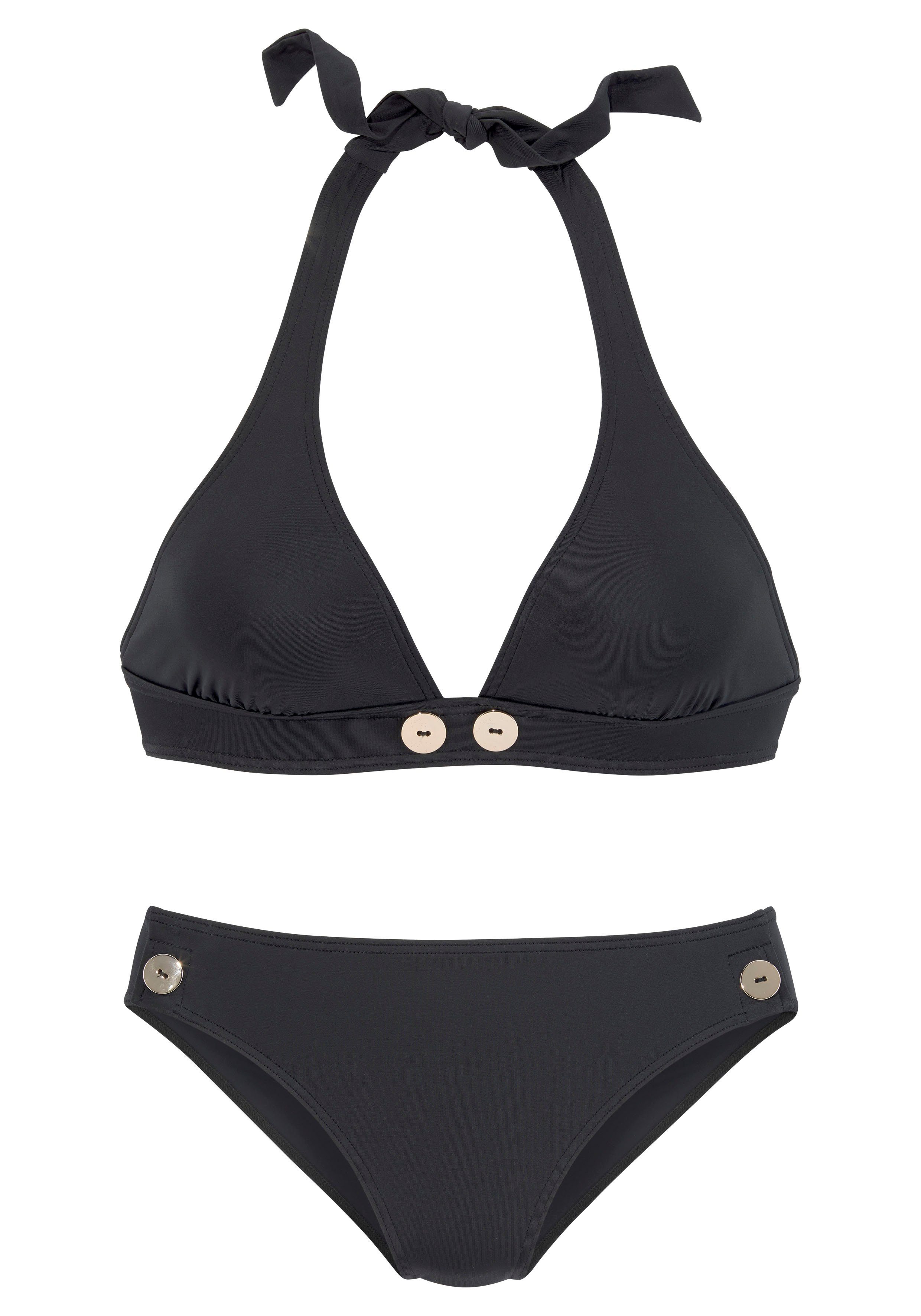 Vivance Triangelbikini met goudkleurige sierknopen