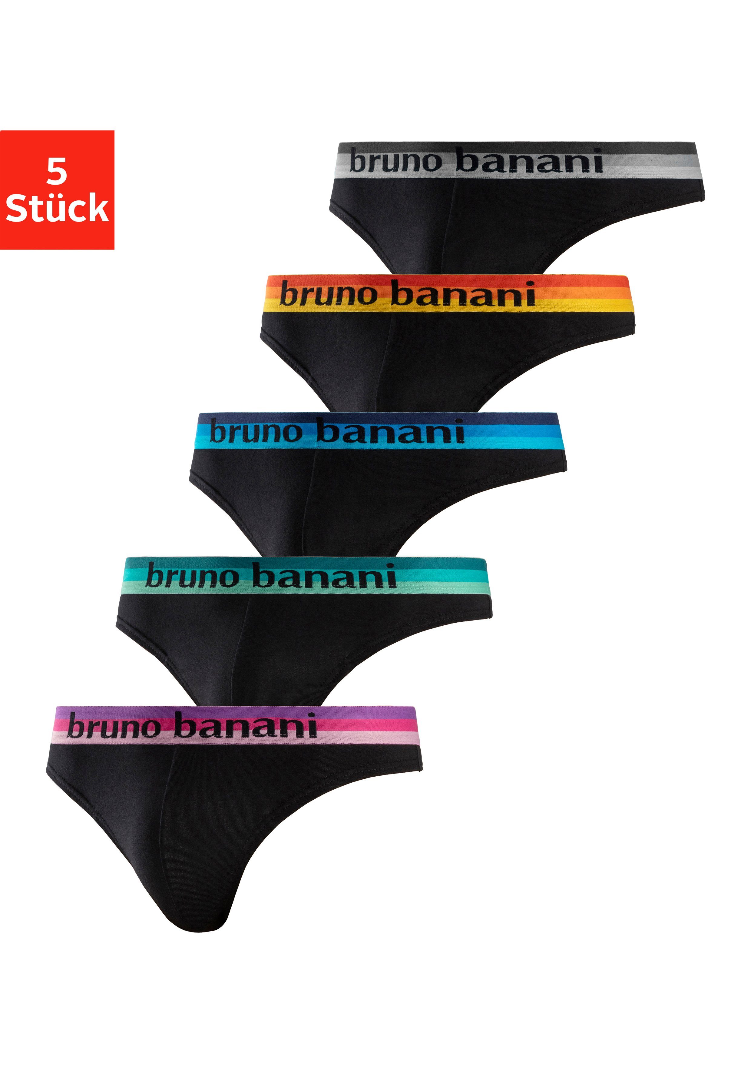 Bruno Banani String met gestreepte logoweefband (set, 5 stuks)