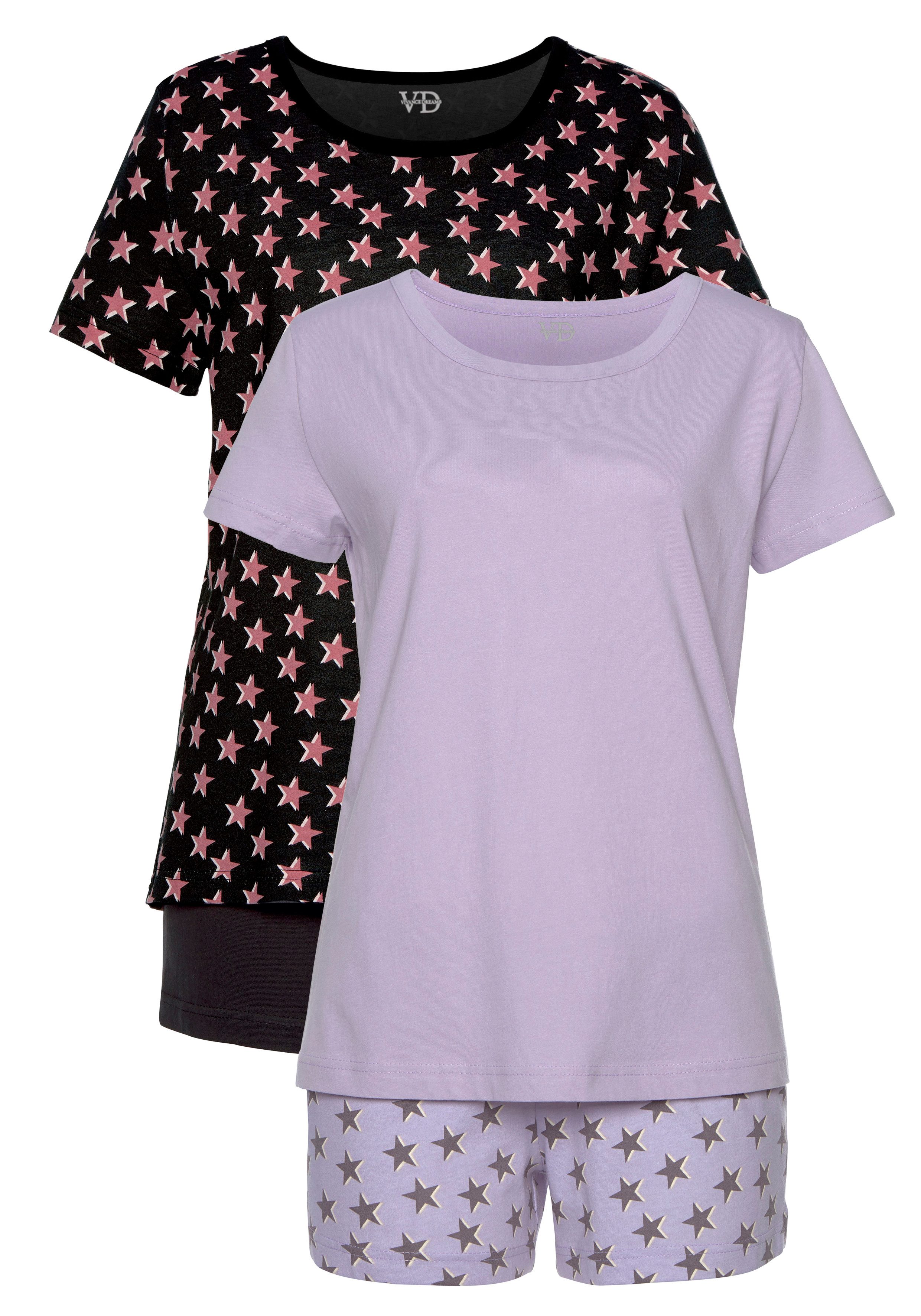 Vivance Dreams Shortama met sterrenprint (4-delig, Set van 2)