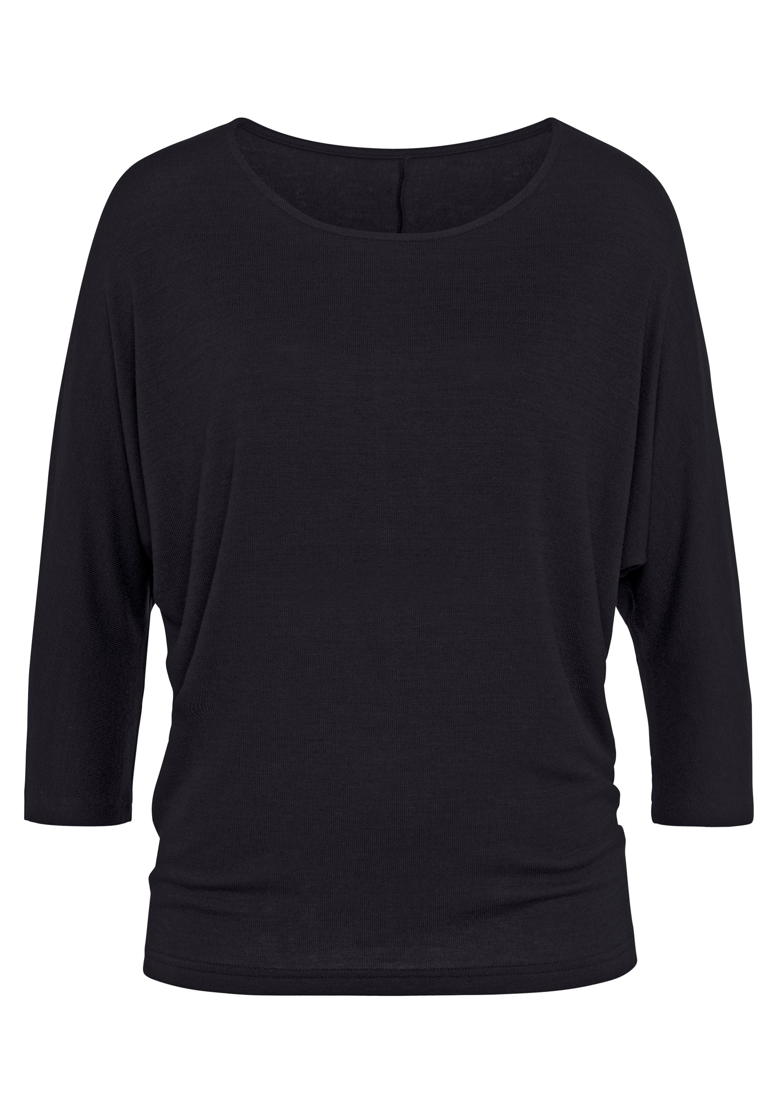 Lascana Shirt met 3/4-mouwen Met vlindermouwen van zachte fijn gebreide kwaliteit met viscose (1-delig)