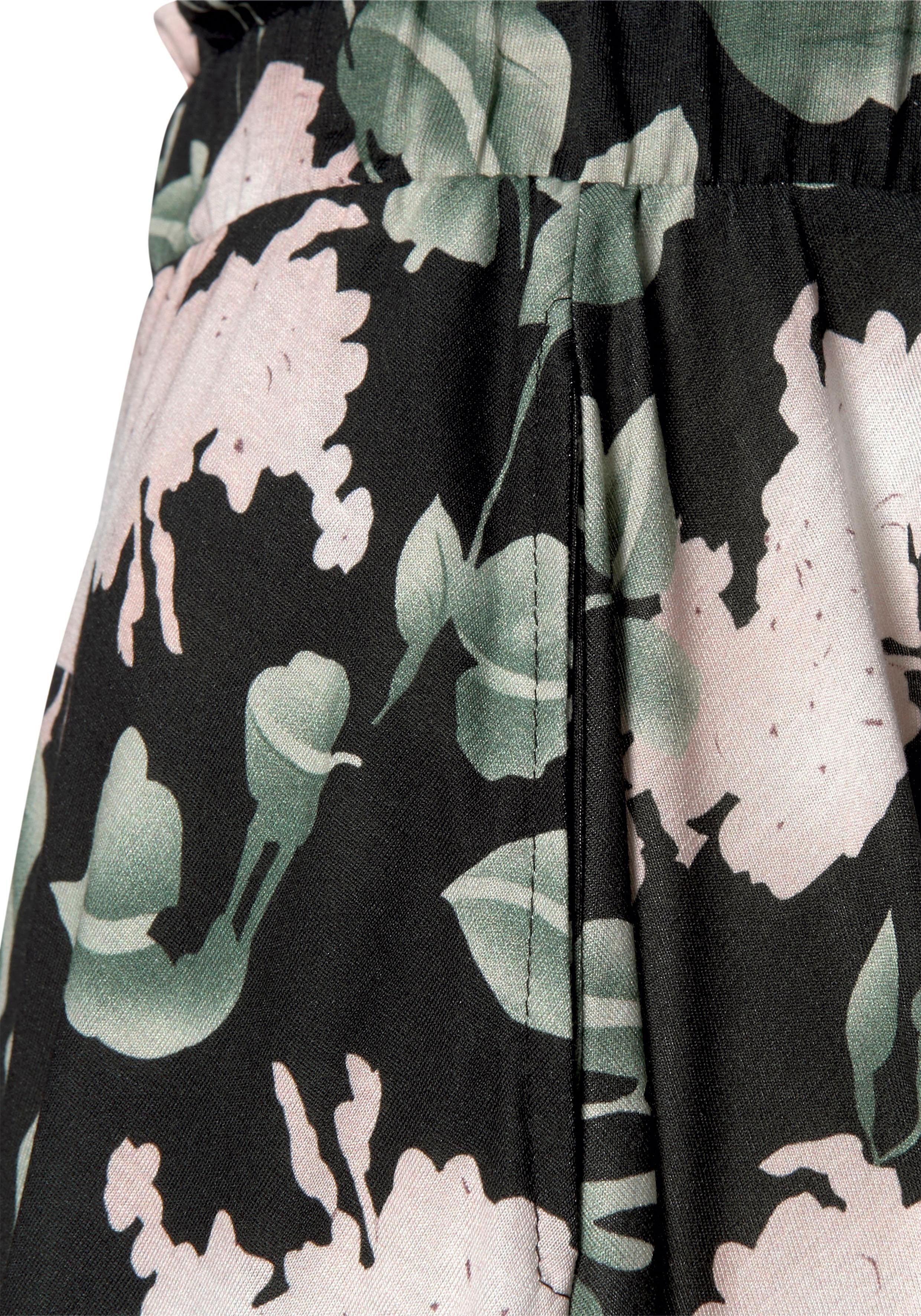 Buffalo Zomerrok met paperbag stijl, tailleband in bloemenprint, midi rok, halflang