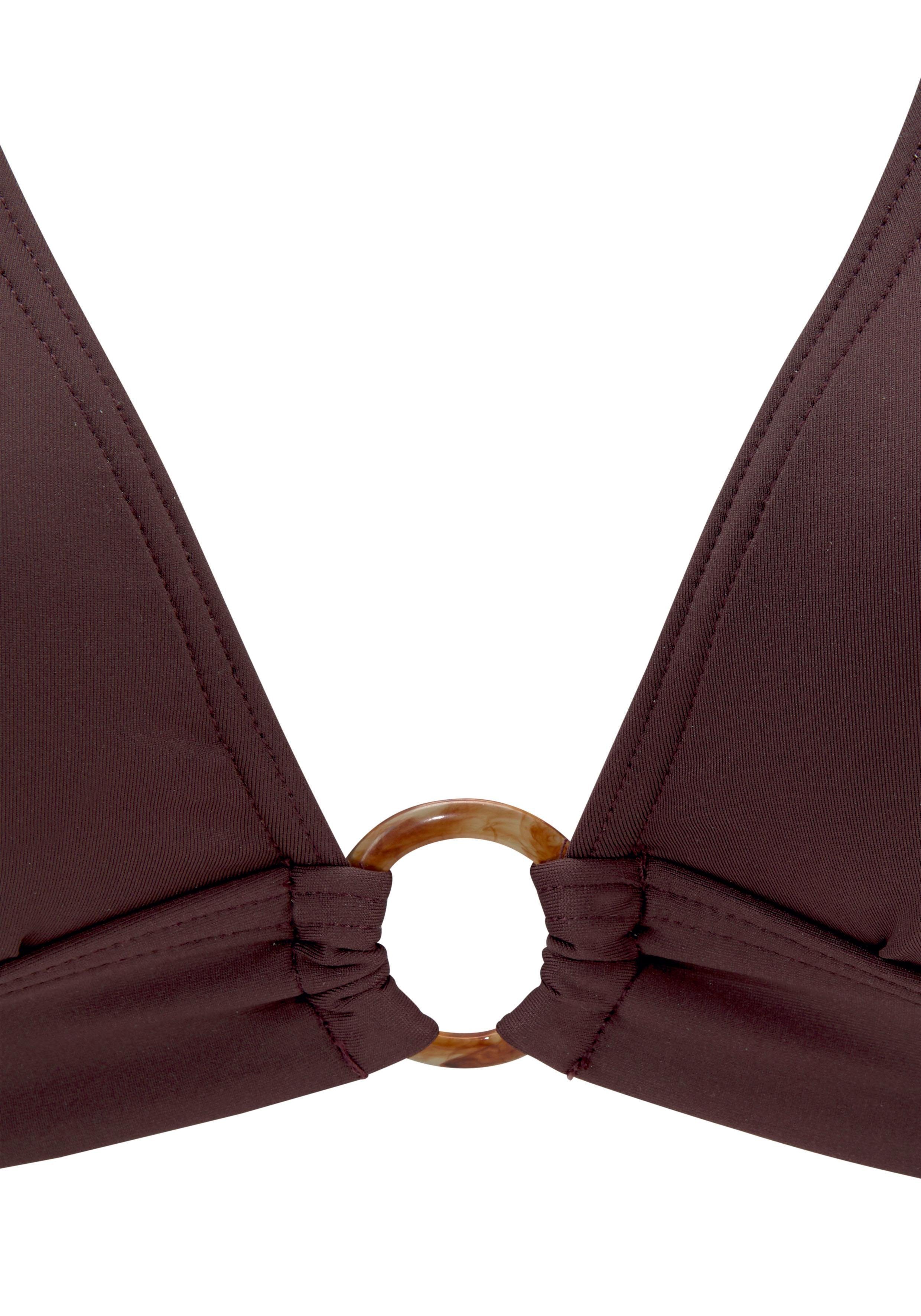 s.oliver red label beachwear triangel-bikinitop rome met brede boord bruin