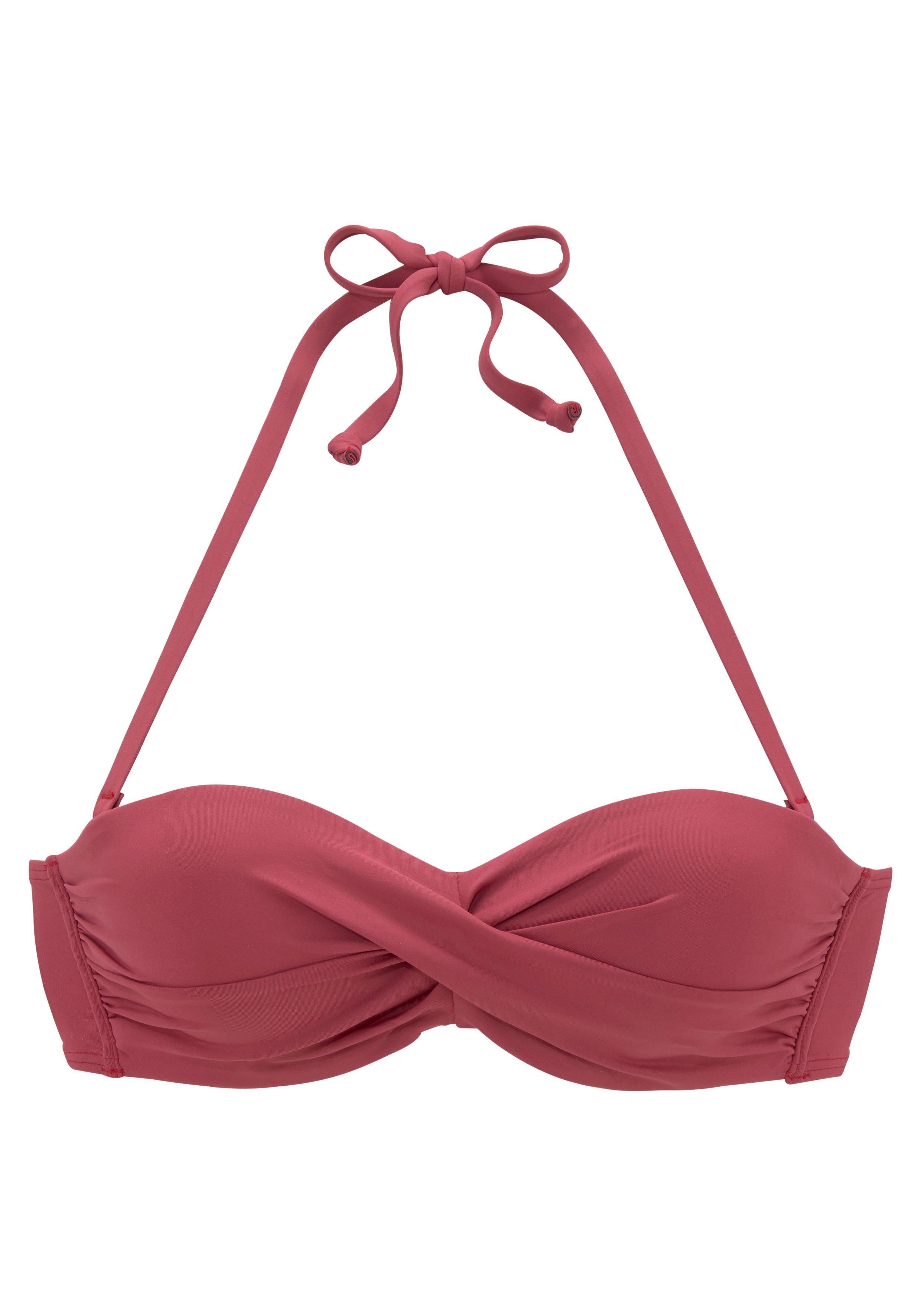 s.Oliver RED LABEL Beachwear Beugelbikinitop in bandeaumodel Rome in wikkellook bandeau bikini's maat 36 A rood