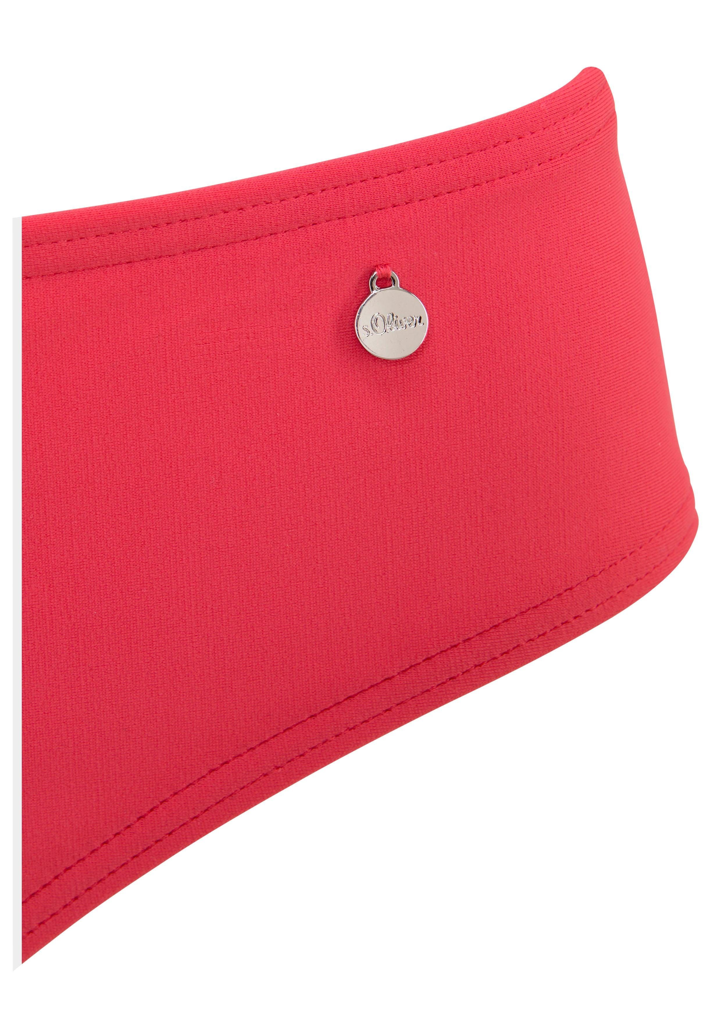 s.oliver red label beachwear bikinibroekje audrey in effen kleuren rood