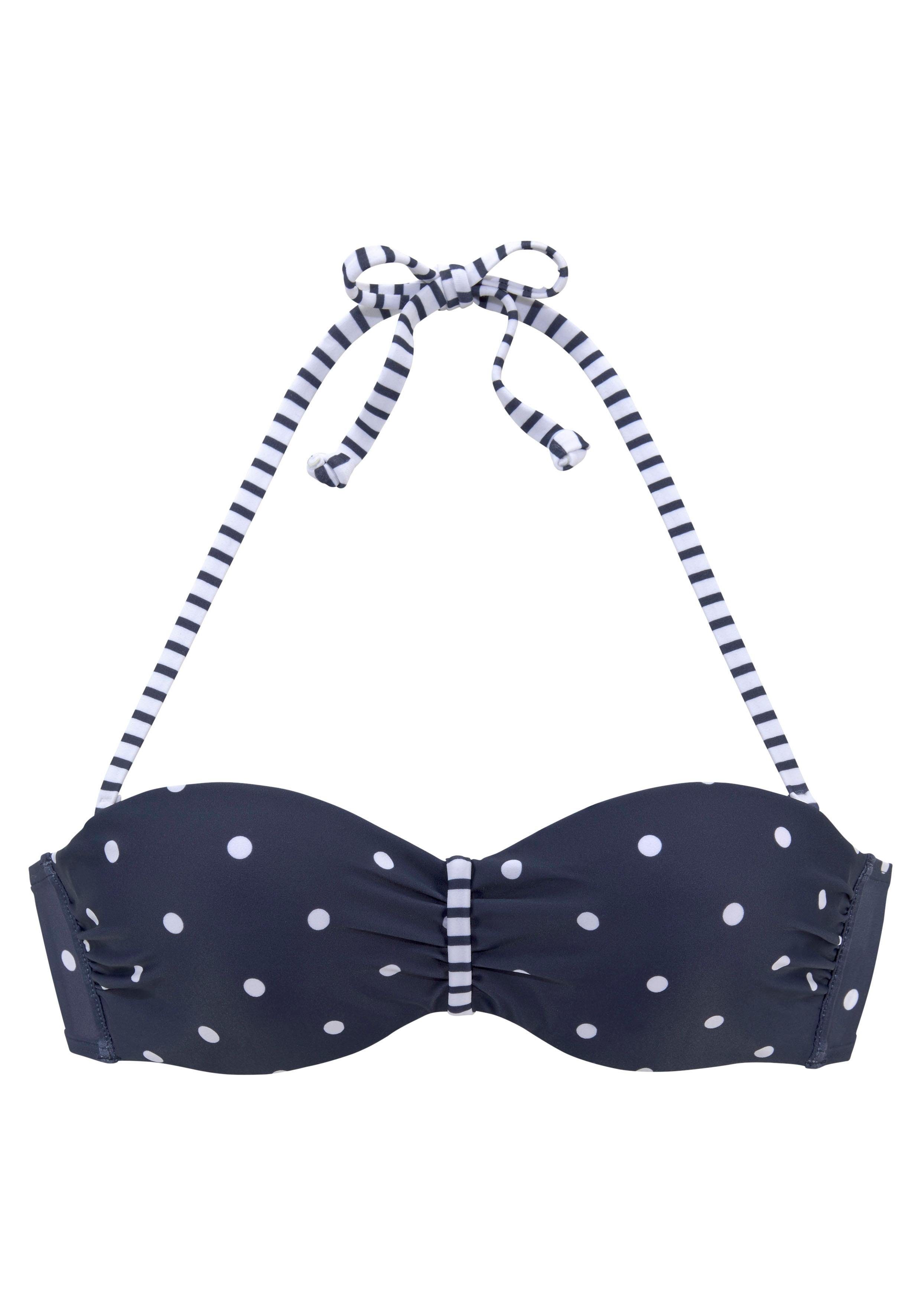 s.Oliver RED LABEL Beachwear Beugelbikinitop in bandeaumodel AUDREY met motievenmix van stippen en strepen bandeau bikini's maat 36 A blauw