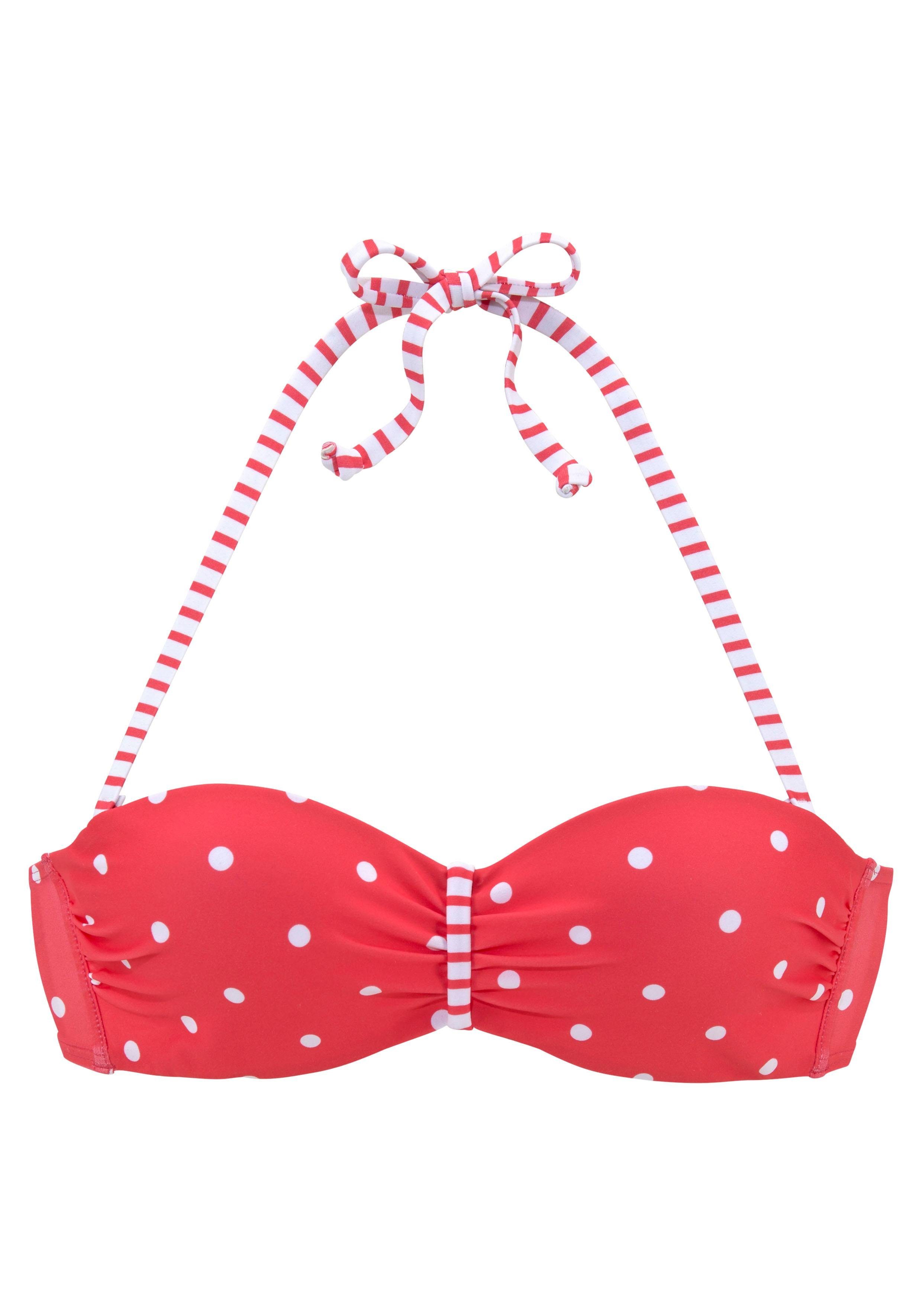 s.Oliver RED LABEL Beachwear Beugelbikinitop in bandeaumodel AUDREY met motievenmix van stippen en strepen