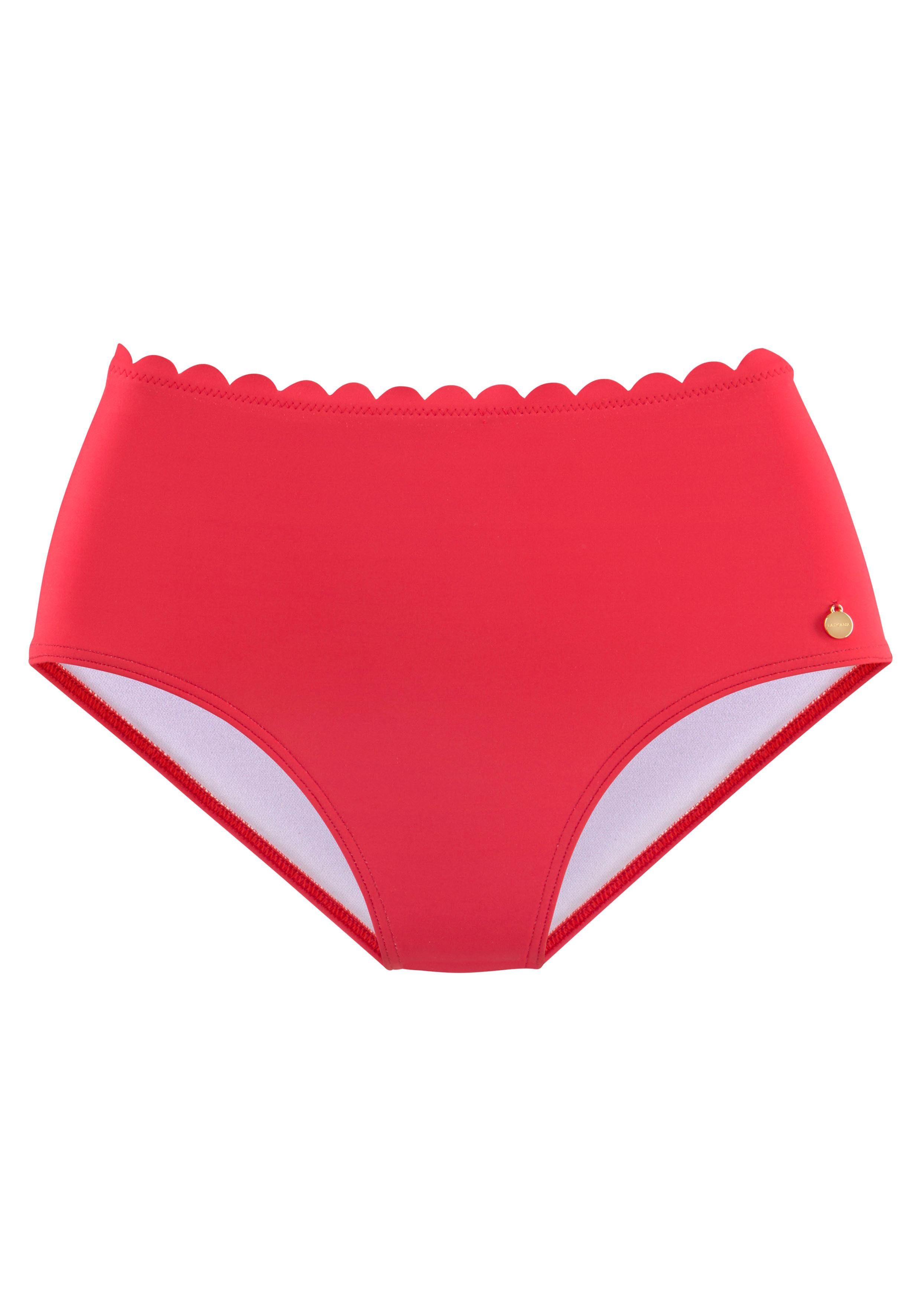 Lascana Highwaist-bikinibroekje Scallop met gelaserd schulprandje